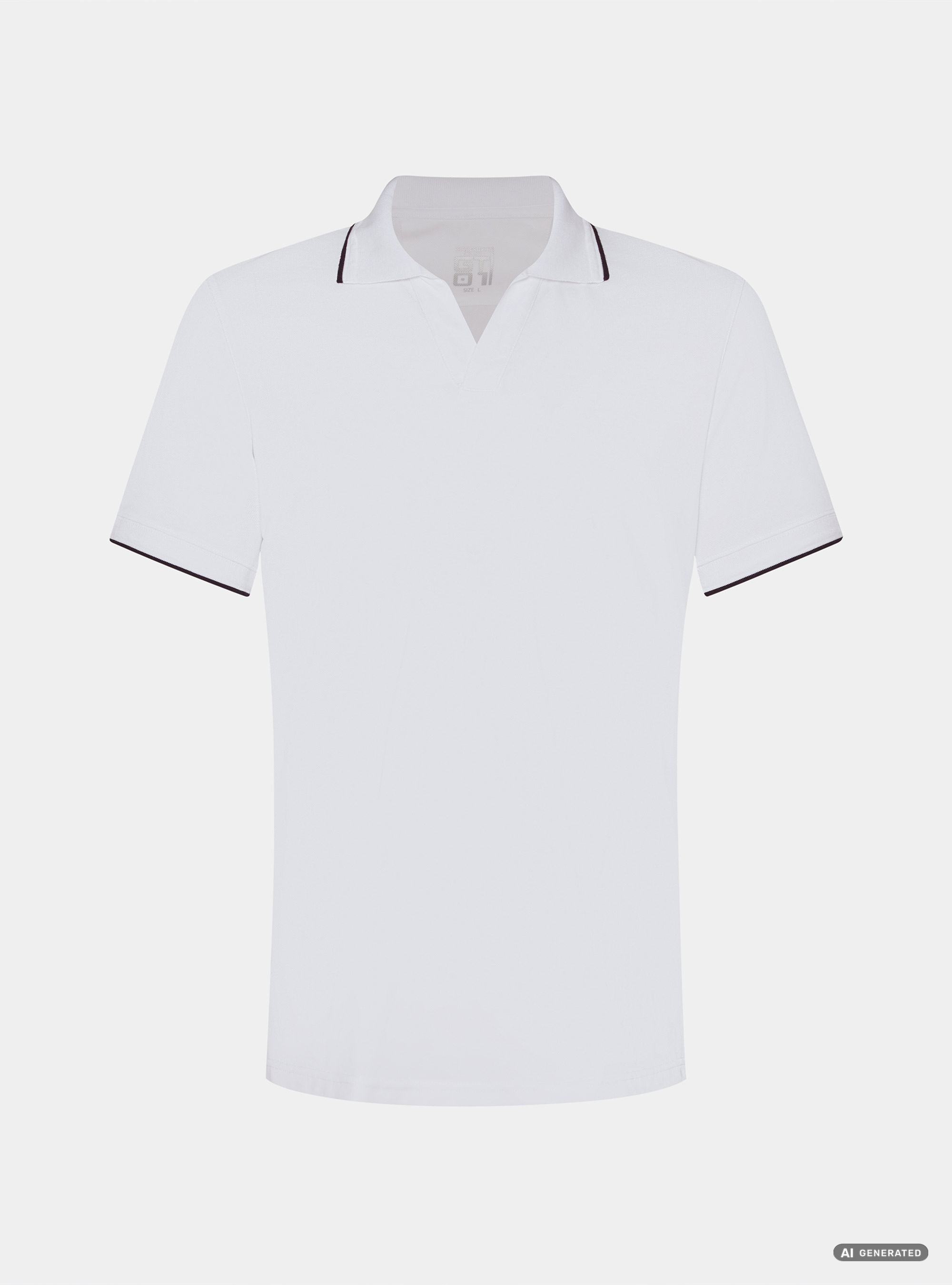 Polo GT01 senza bottoni in piquet stretch, BIANCO