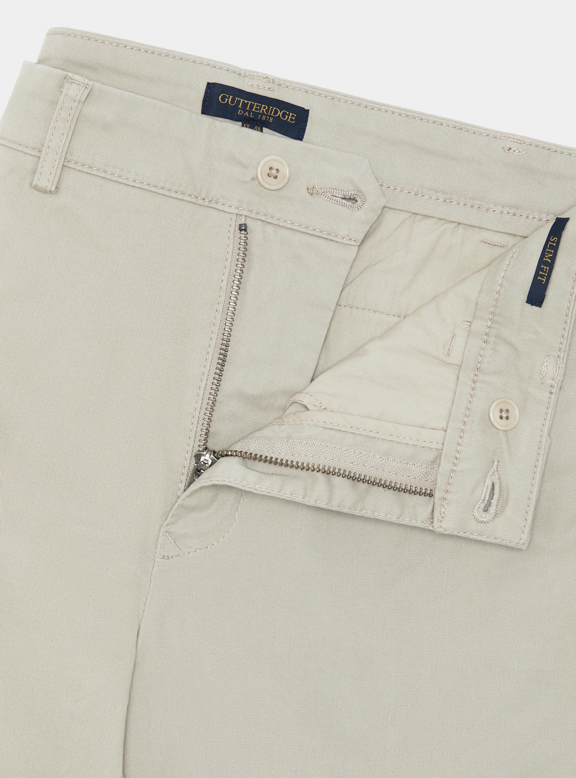 Pantaloni chino slim fit in twill stretch, ECRU