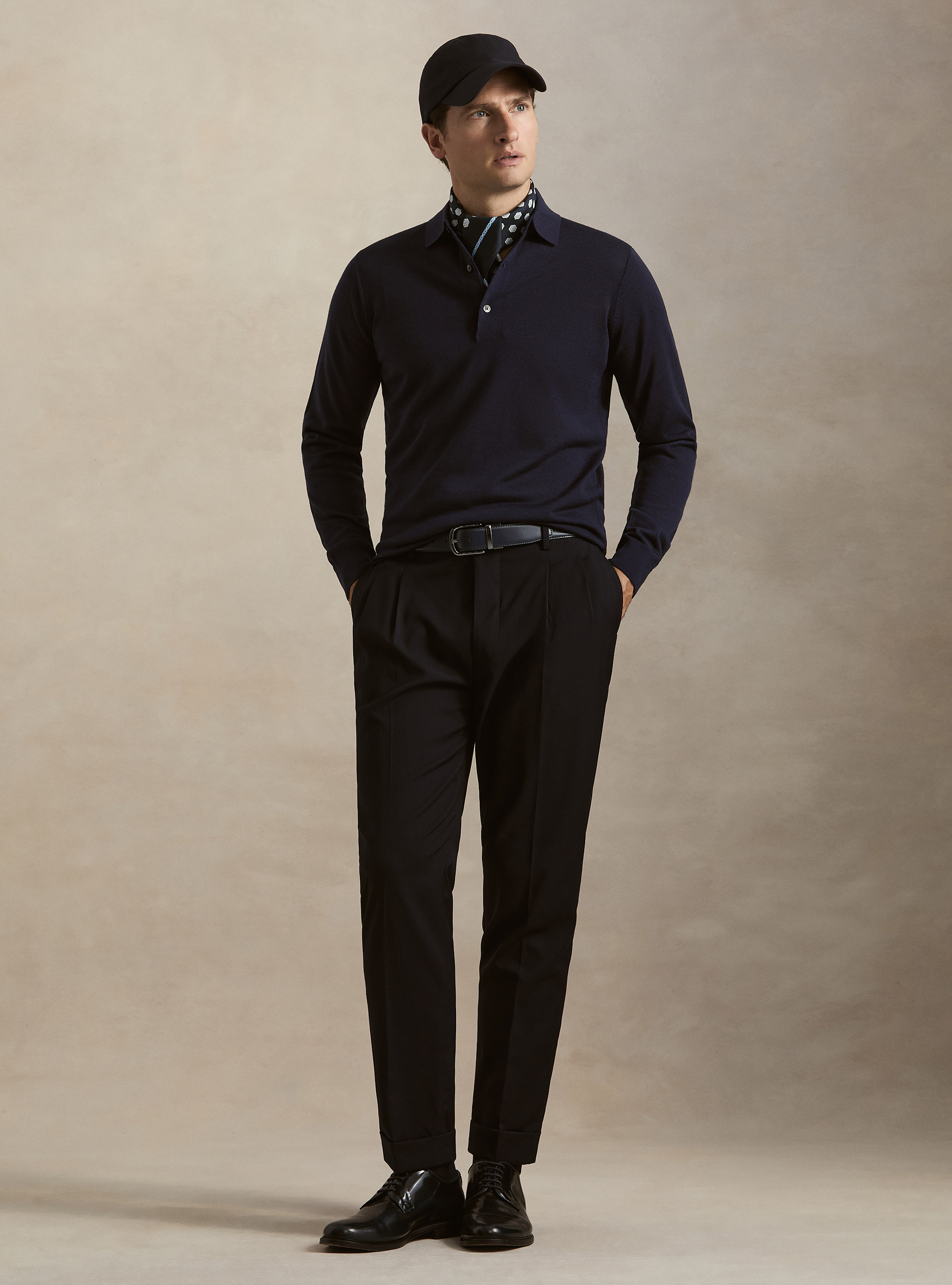 Polo in maglia in lana merino extrafine, BLU