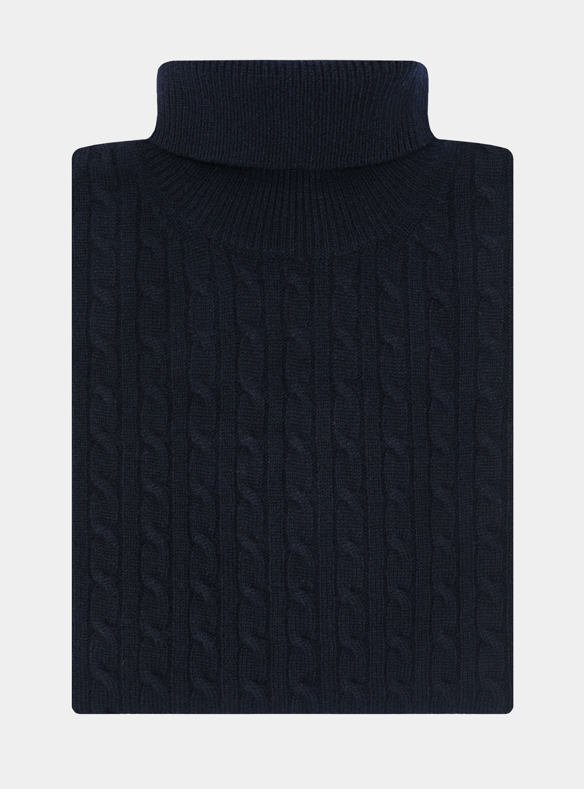 Maglia collo alto con treccia in lana cashmere, BLU NAVY