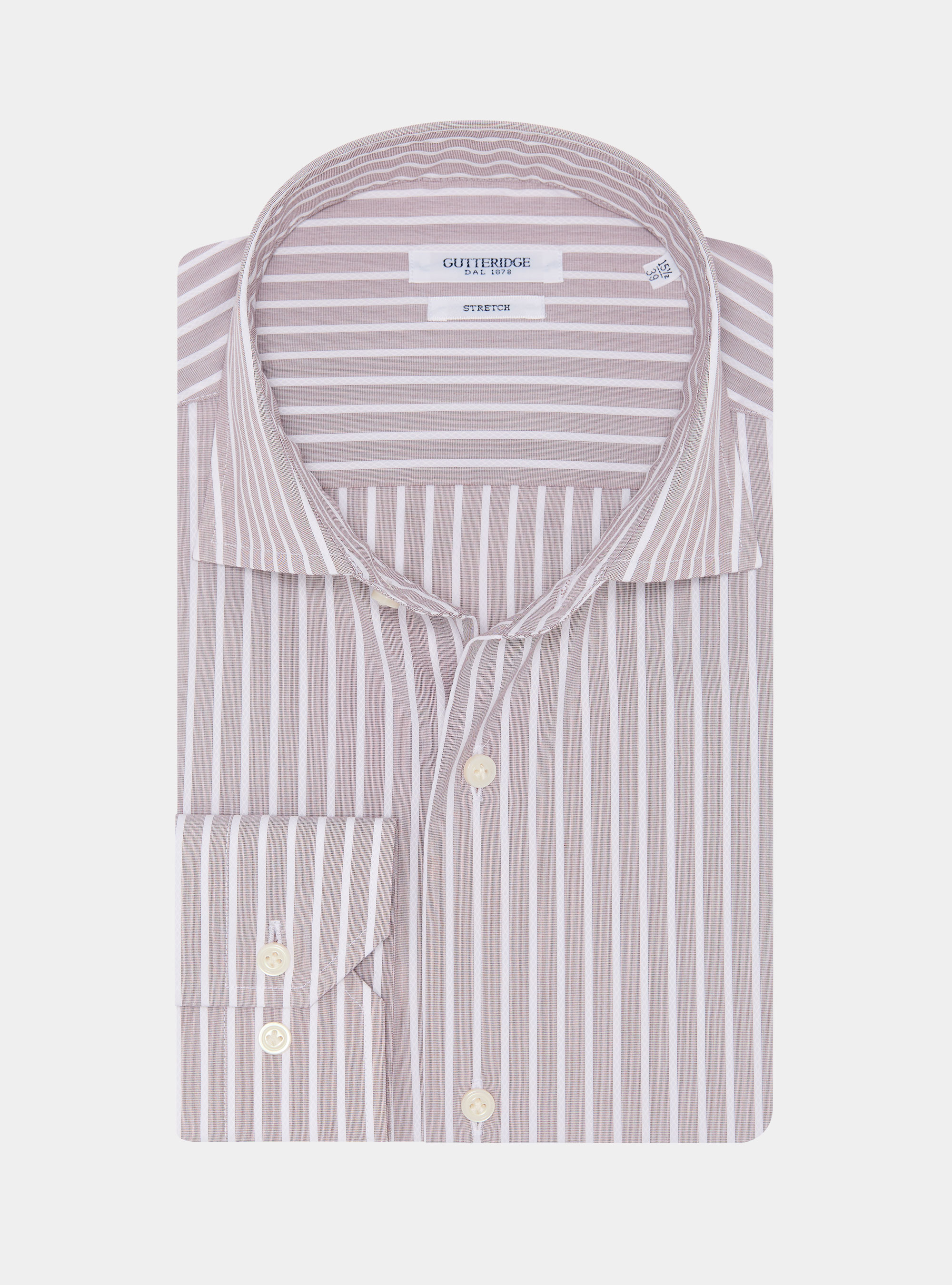 Camicia rigata in misto cotone stretch, CIPOLLA