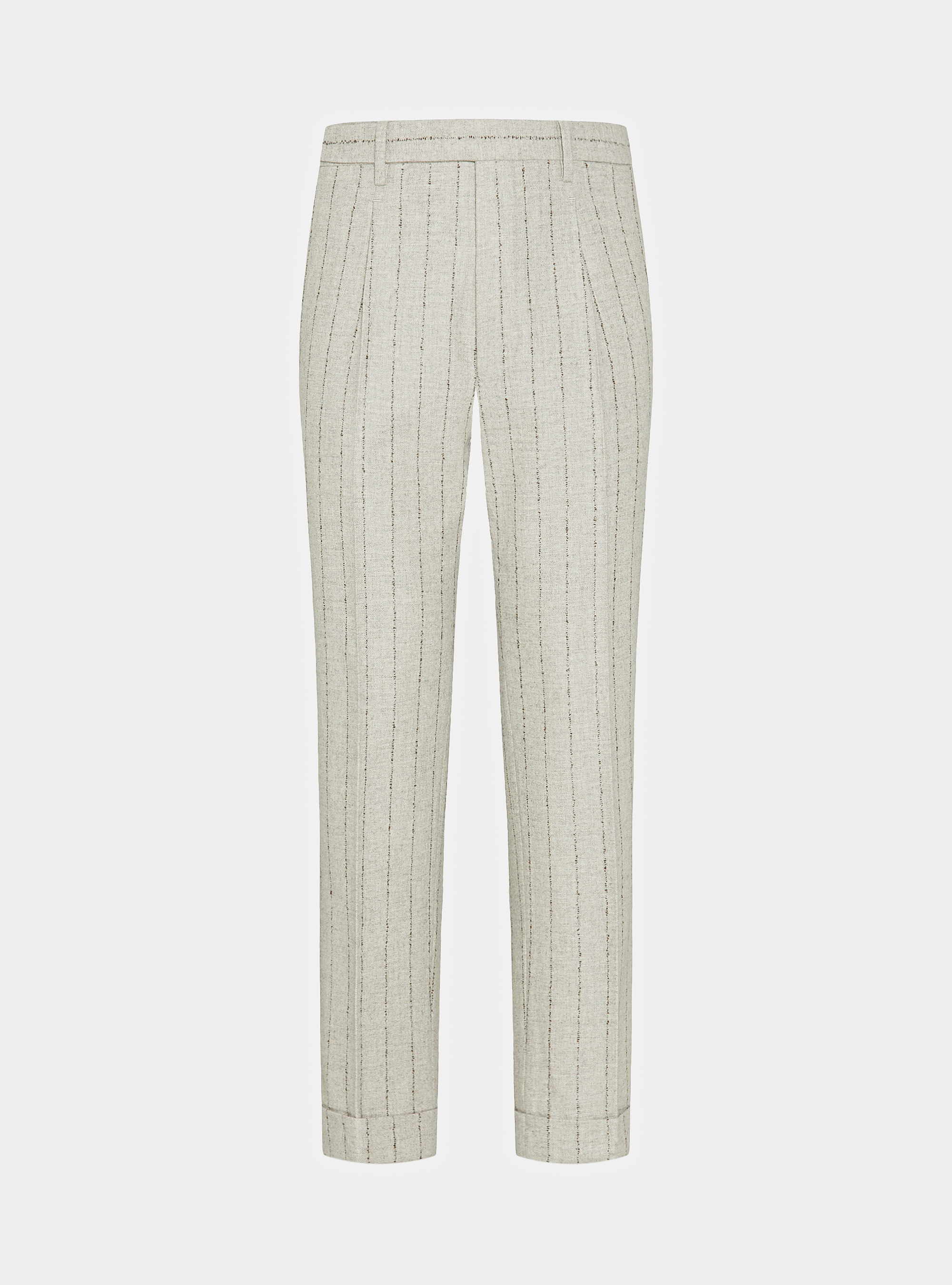 Pantaloni per abito gessato in lana cashmere, ECRU