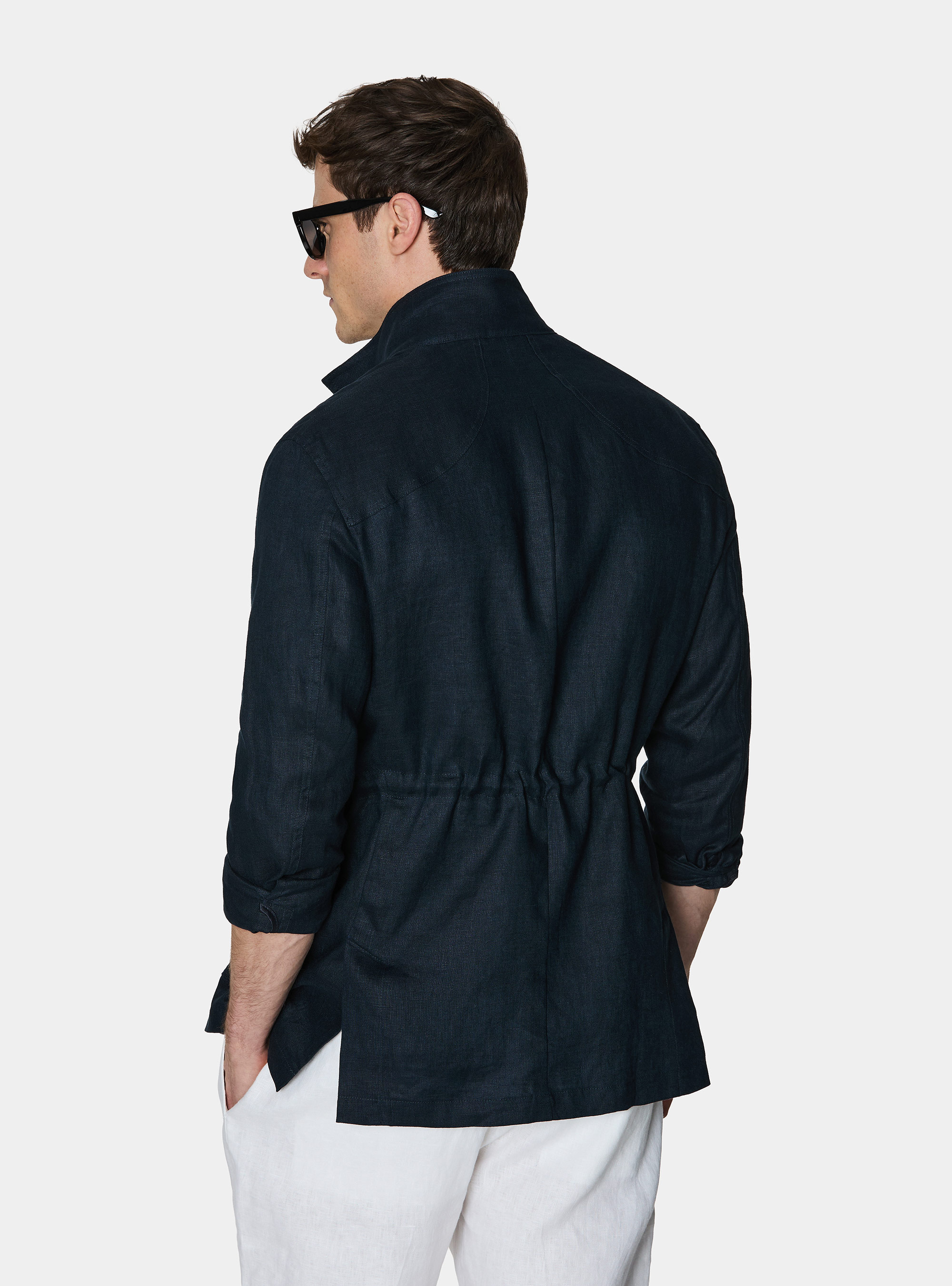 Field jacket in puro lino, BLU NAVY