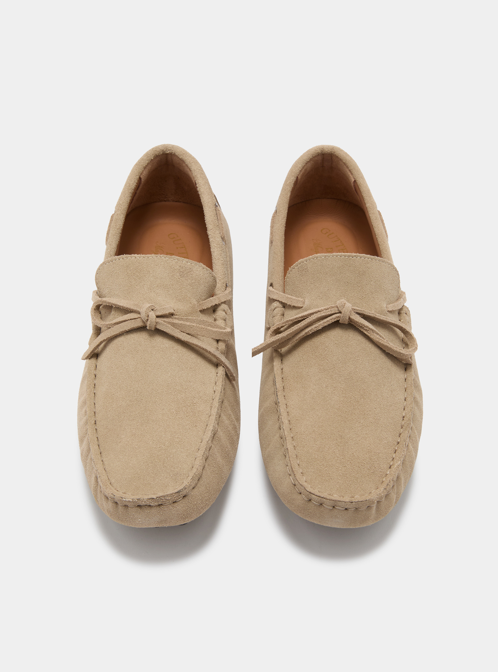 Mocassini da barca in suede, ECRU