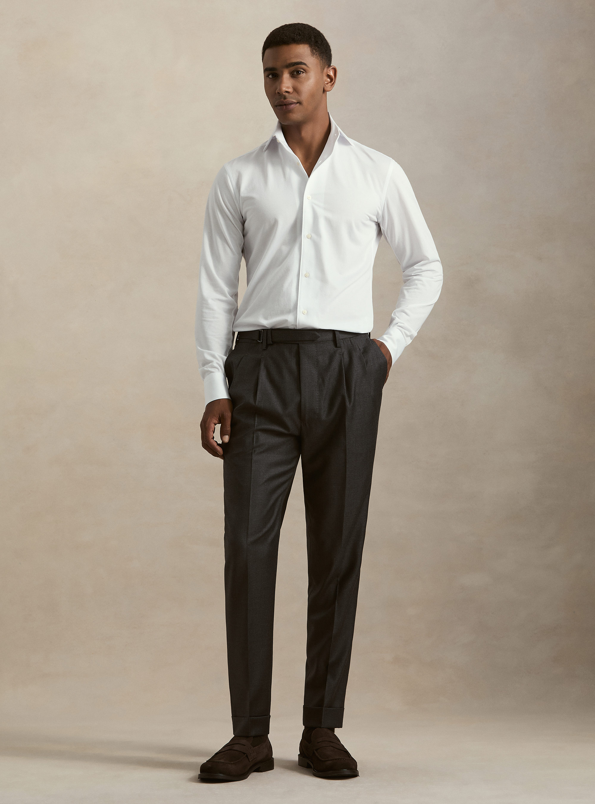 Camicia GT01 in jersey di misto cotone, BIANCO