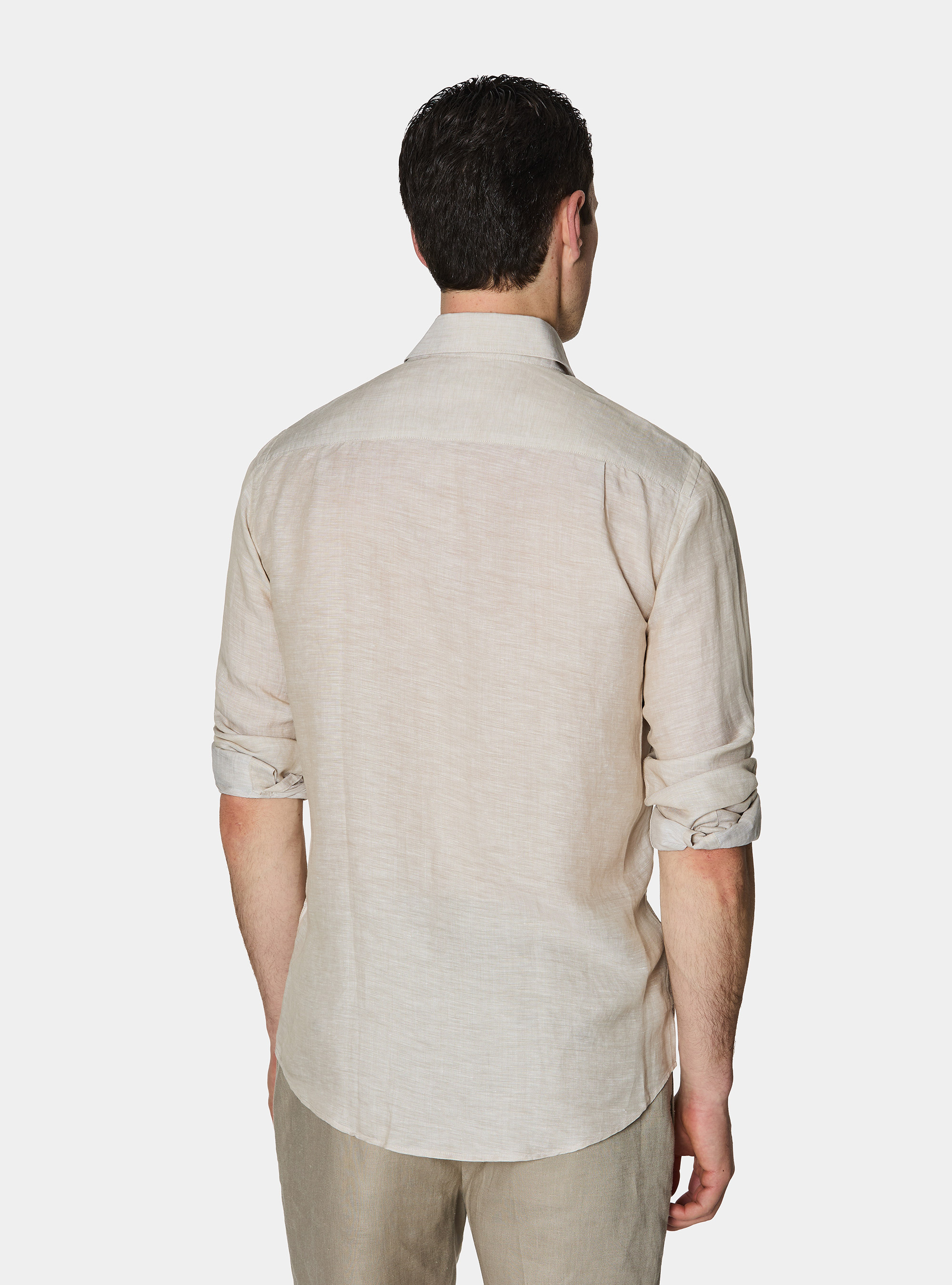 Camicia in misto lino con paramontura, SABBIA