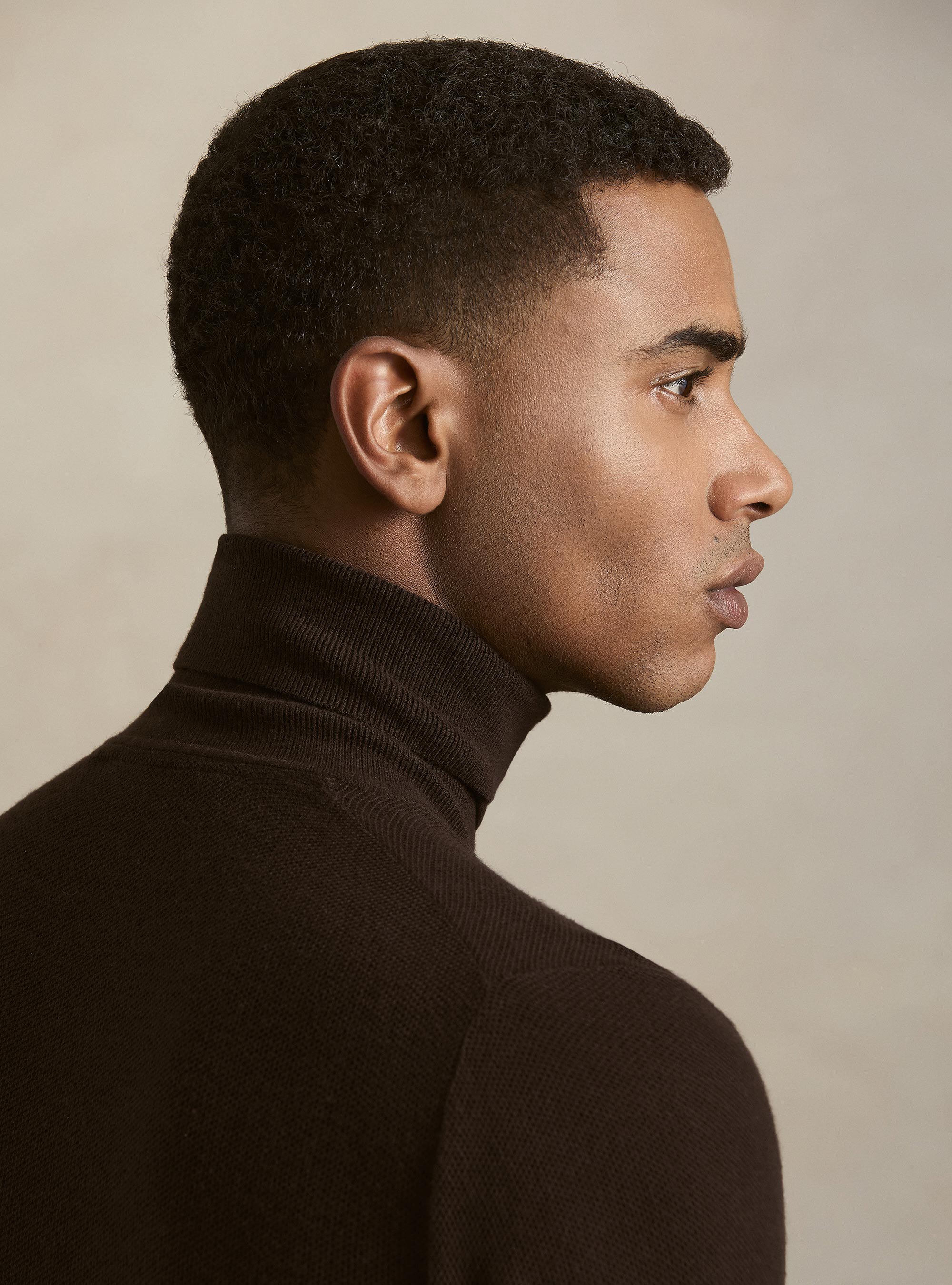 Dolcevita in maglia nido d'ape in cotone e cashmere, MARRONE