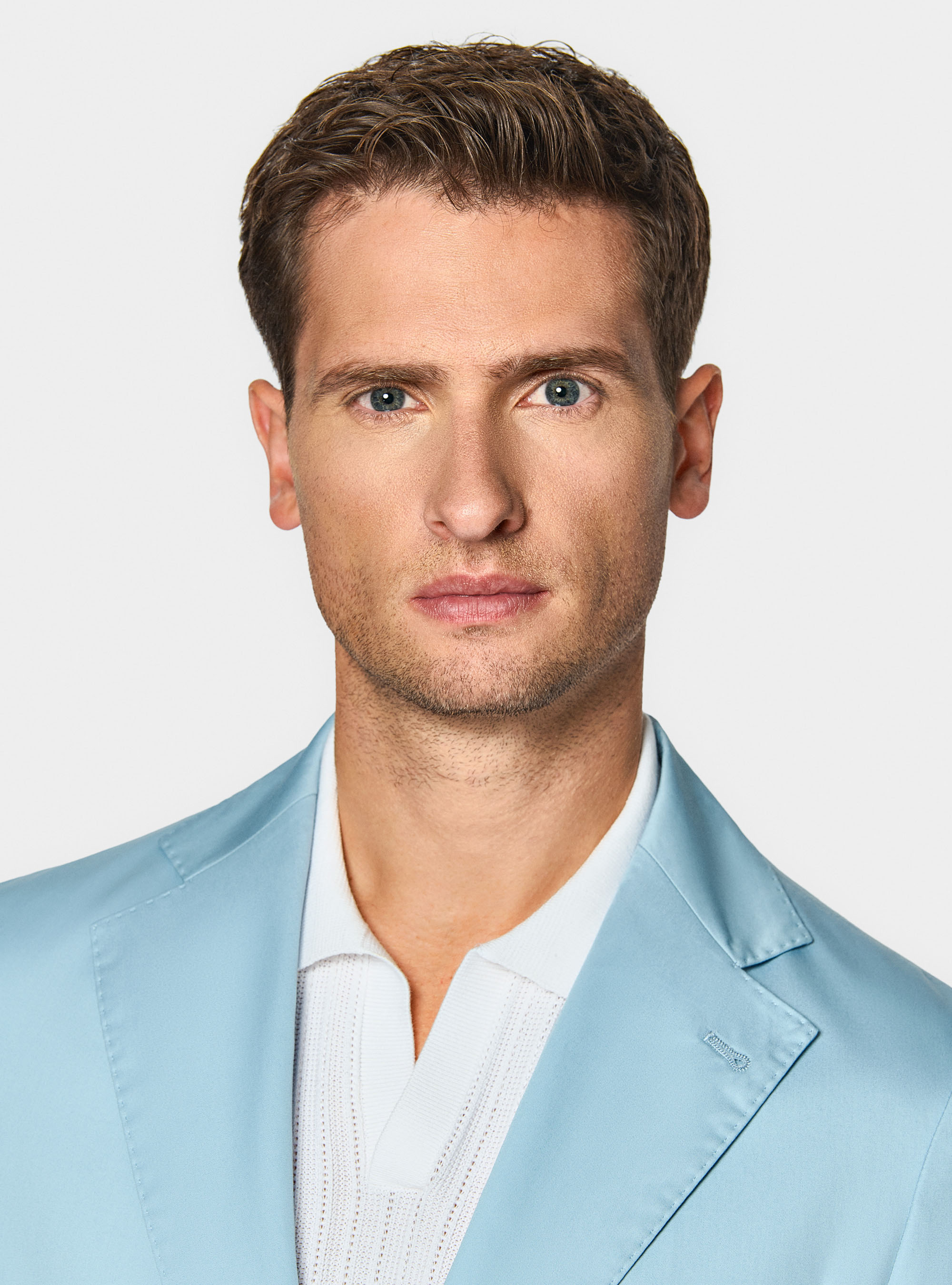 Giacca in cotone popeline, AZZURRO