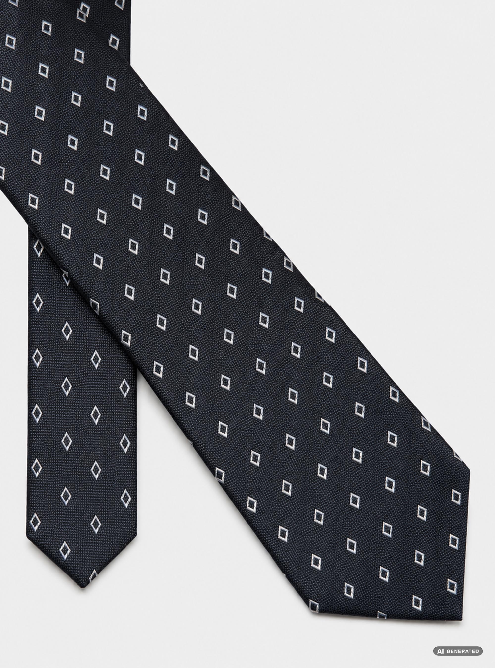 Cravatta in seta jacquard con micro fantasia rombi, BLU NAVY