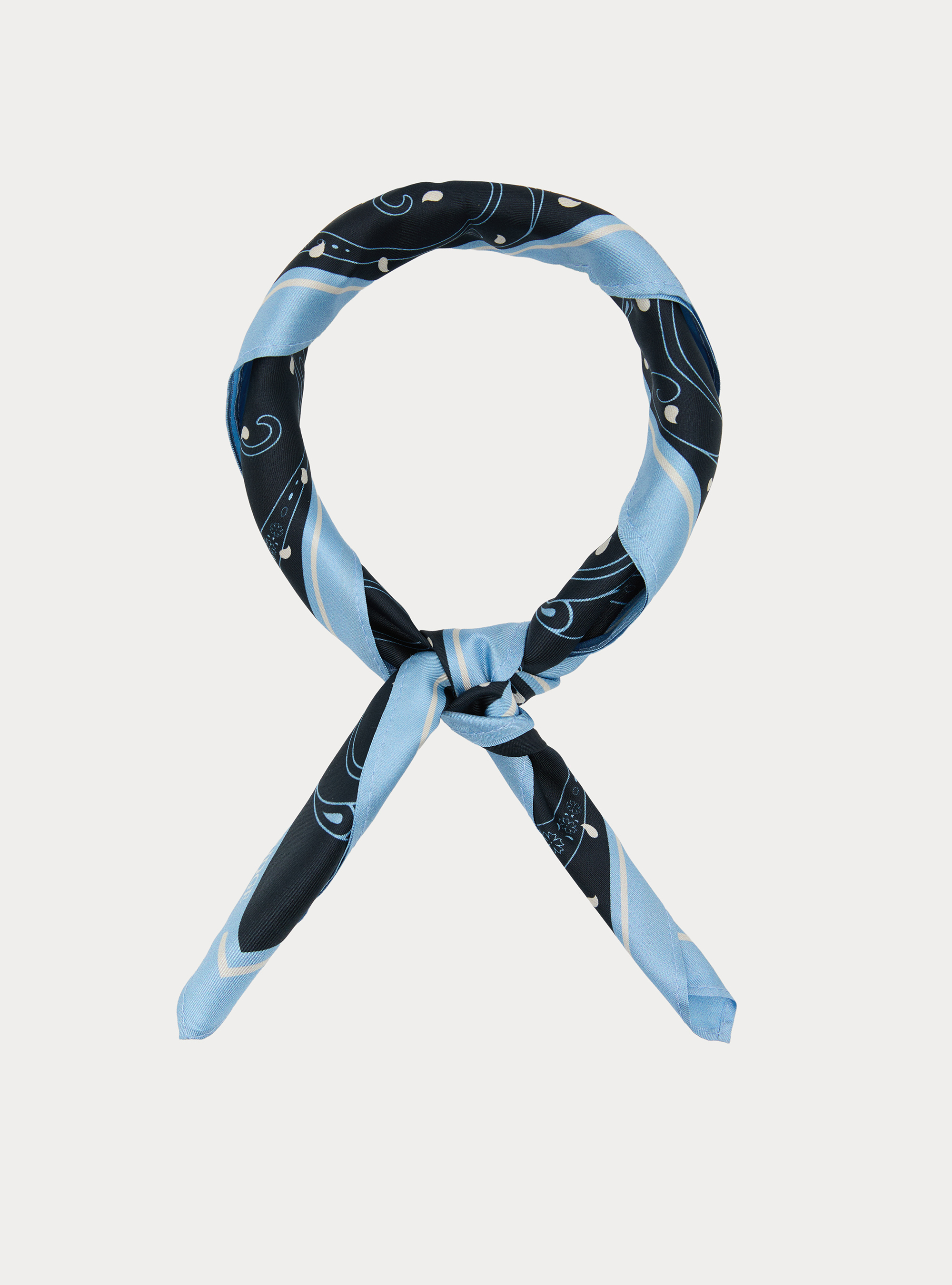 Foulard in seta stampata fantasia paisley, BLU NAVY