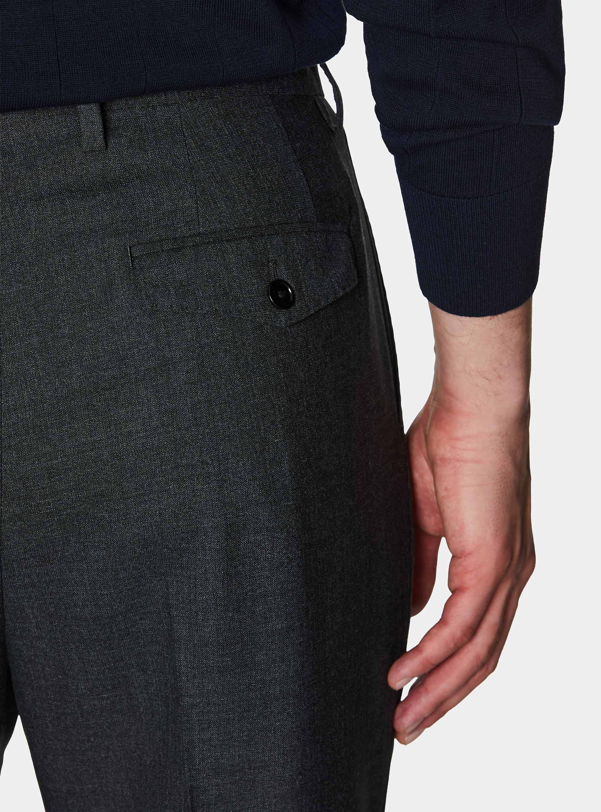 Pantaloni doppia pince in pura lana Vitale Barberis Canonico, ASFALTO