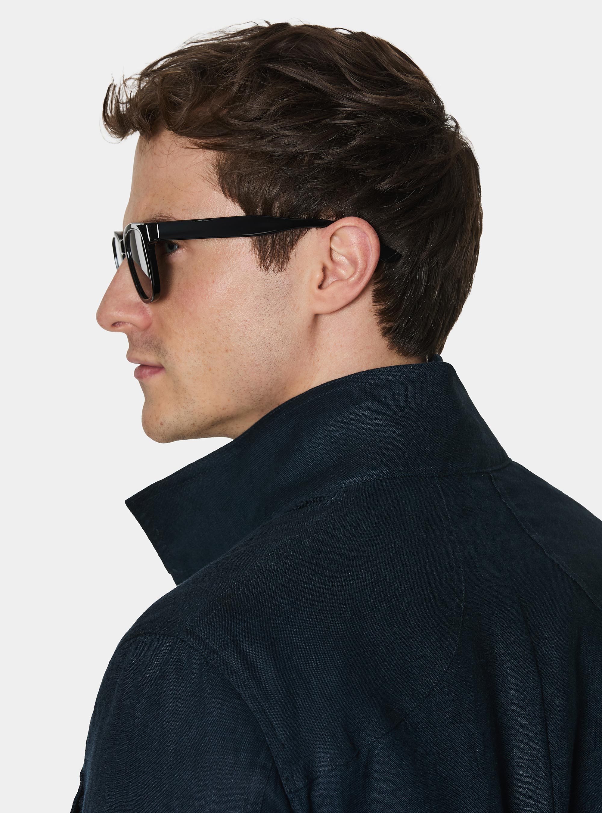 Field jacket in puro lino, BLU NAVY