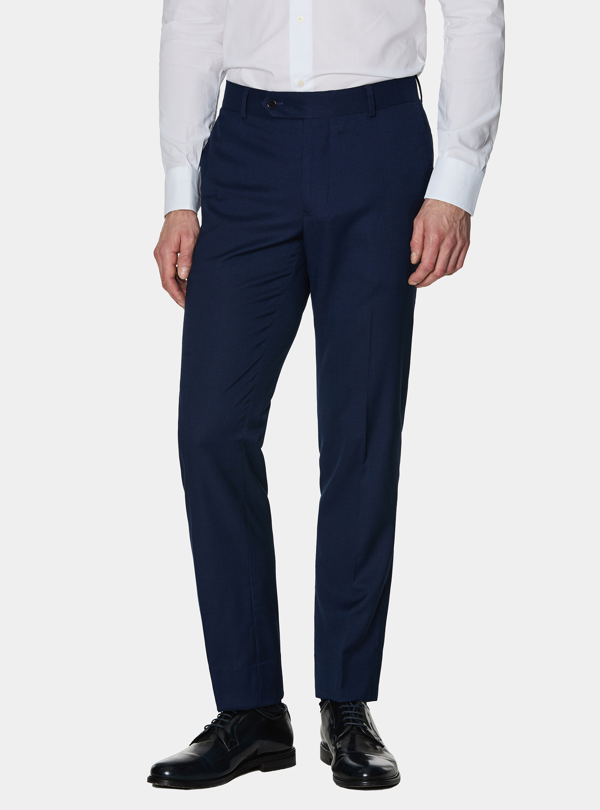 Pantaloni abito in tessuto hopsack, BLU NAVY