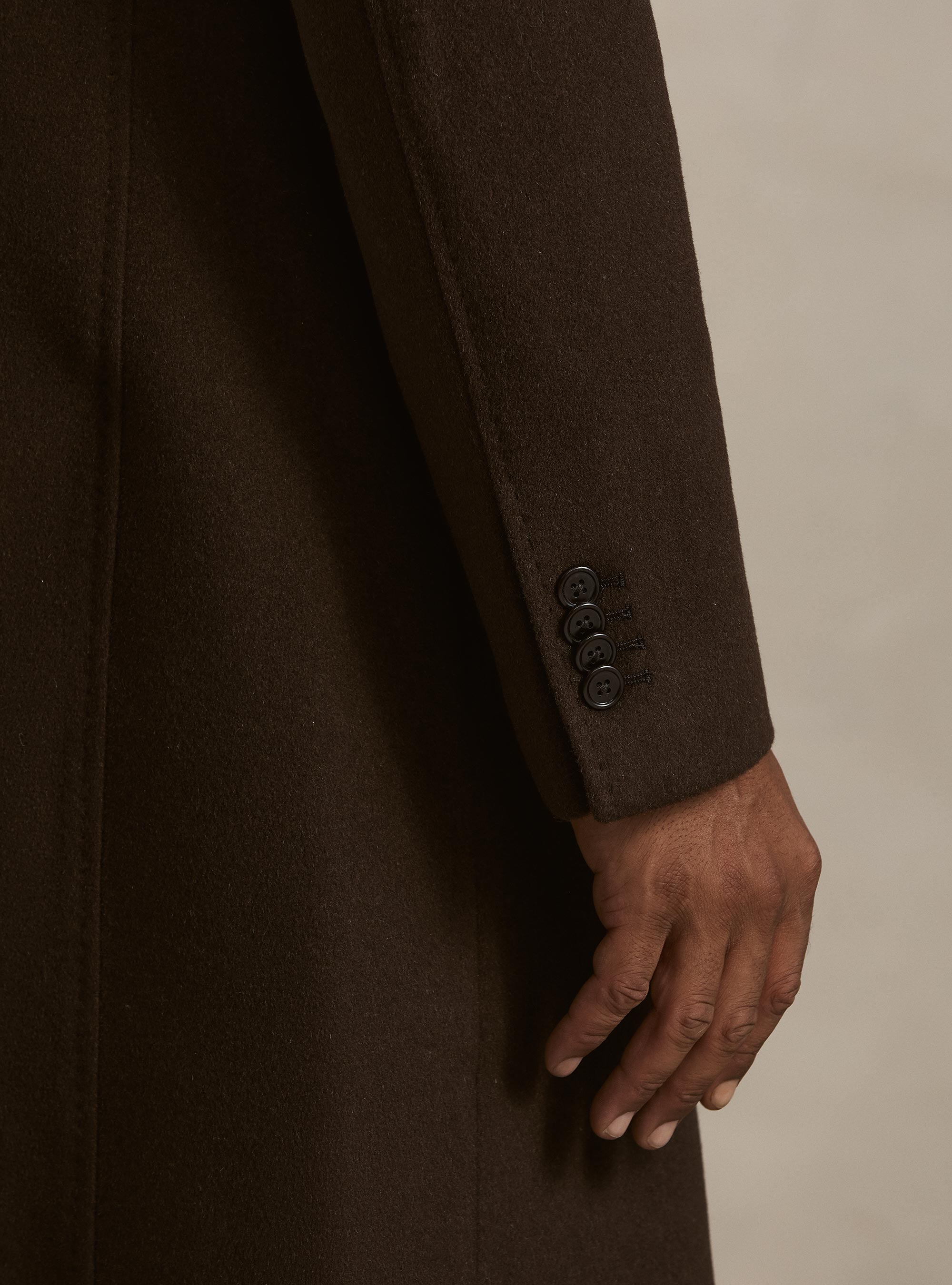 Cappotto monopetto in lana cashmere, MARRONE