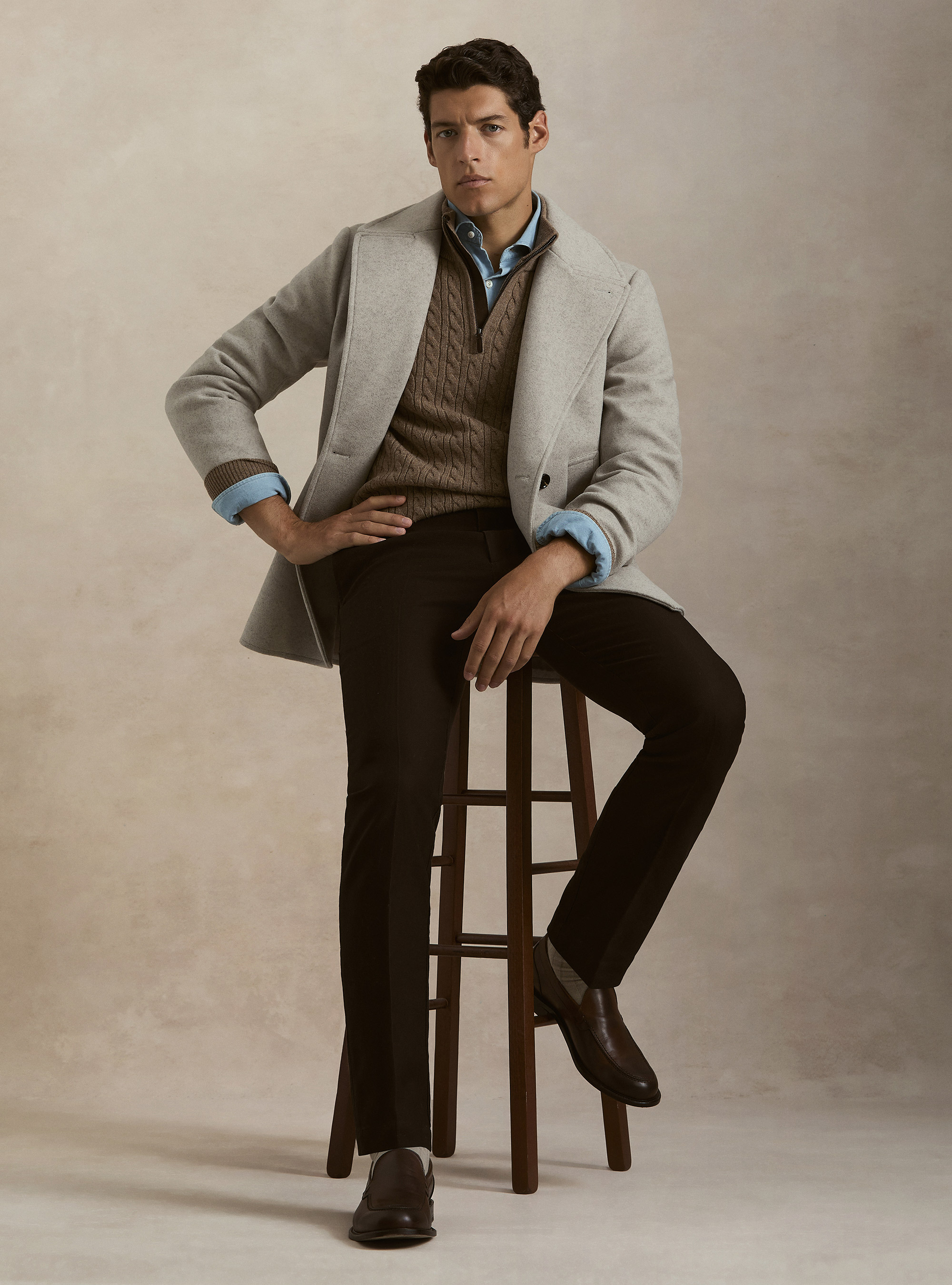 Peacoat tinta unita, ECRU