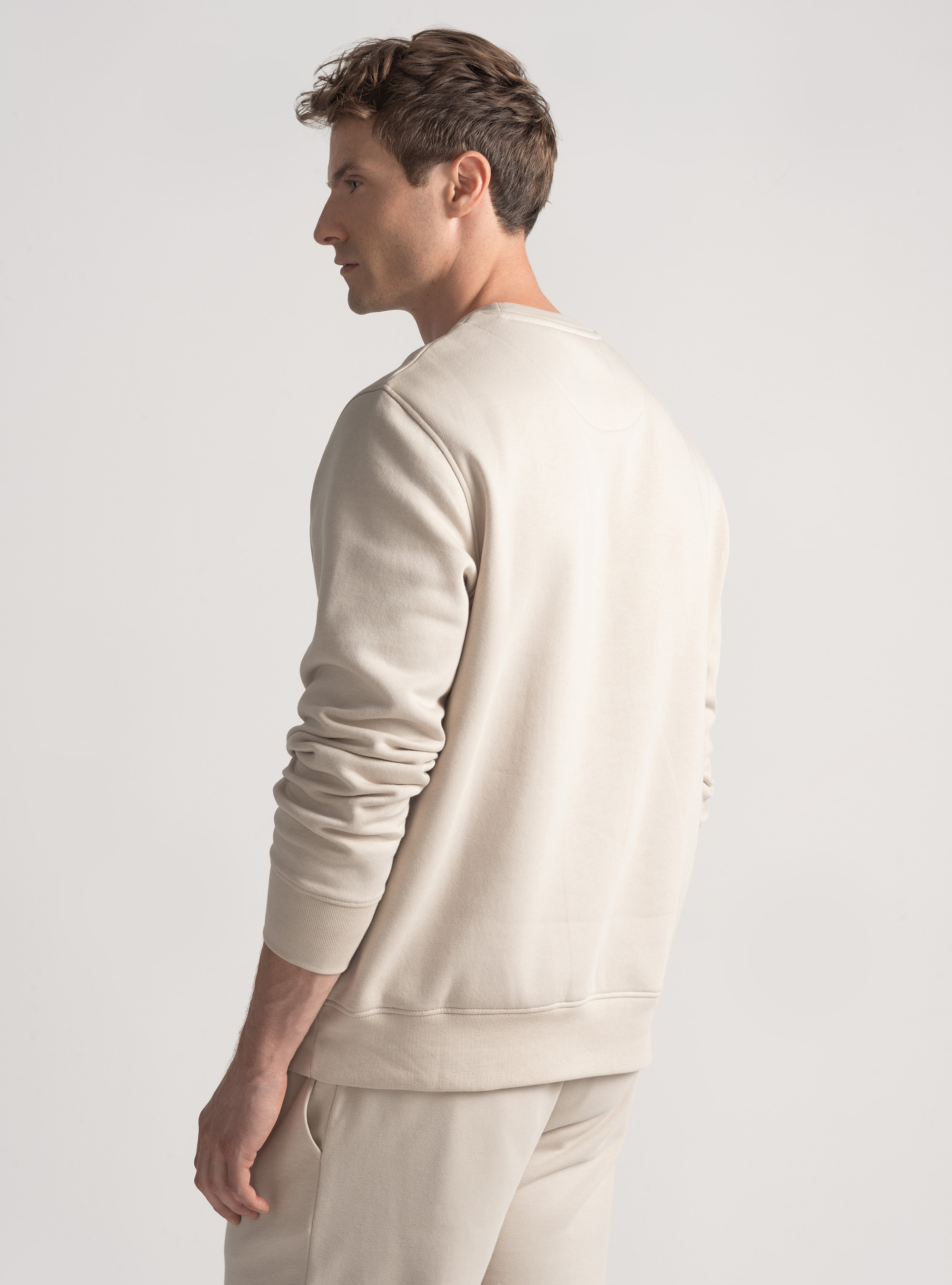 Felpa girocollo con logo GT01, ECRU
