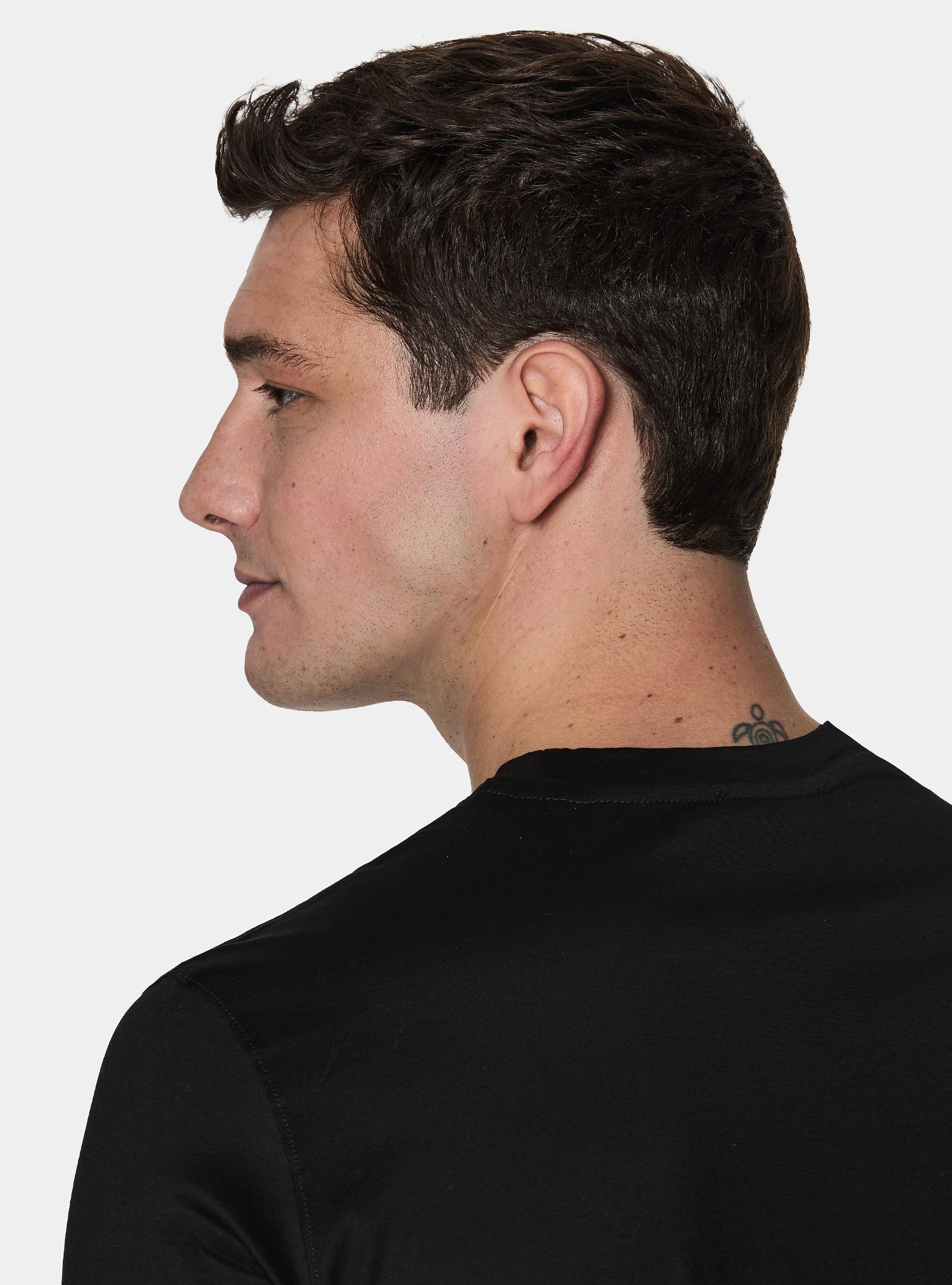 T-shirt mezza manica in filo di Scozia, NERO