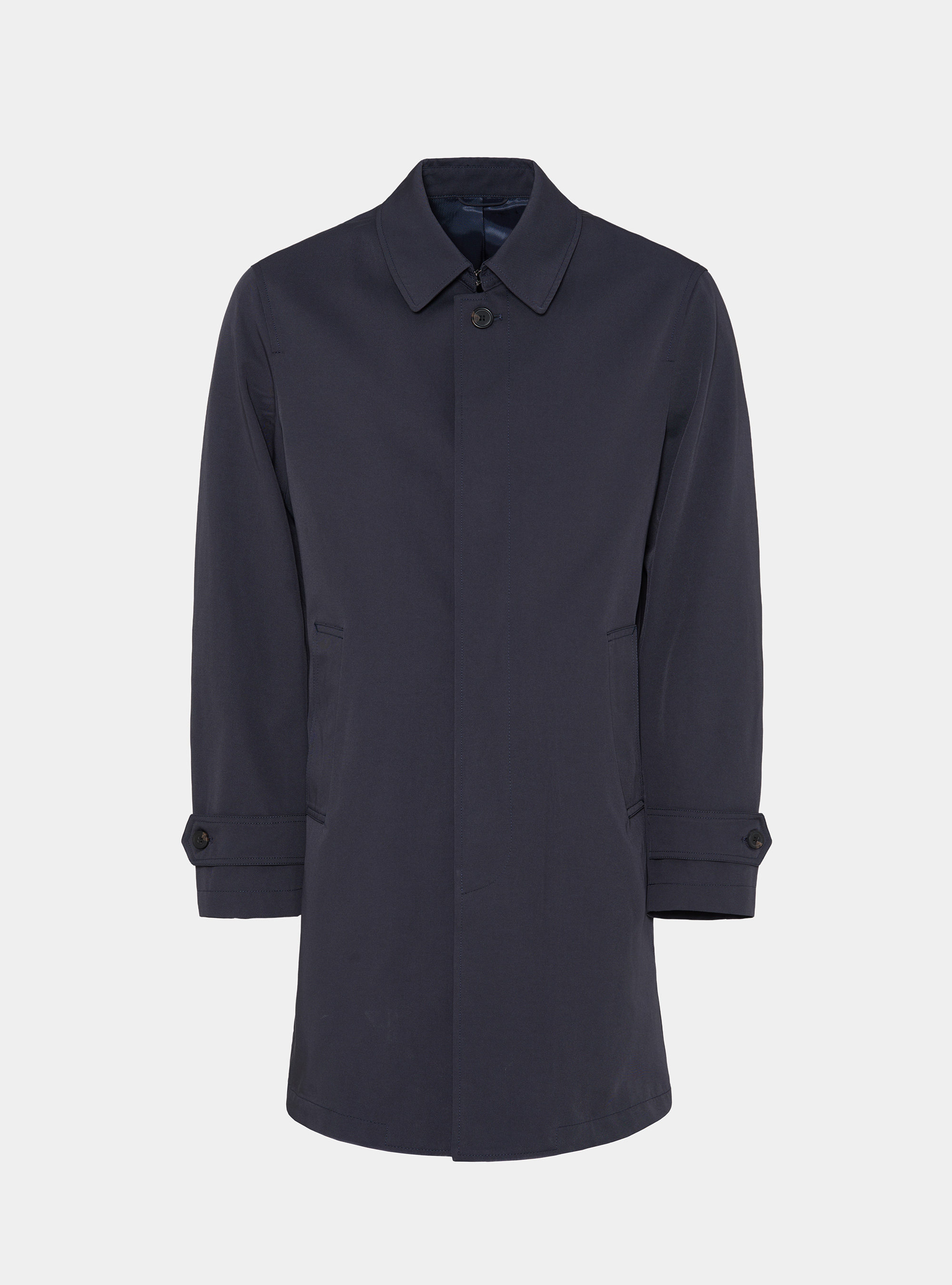 Impermeabile monopetto in misto cotone, BLU NAVY