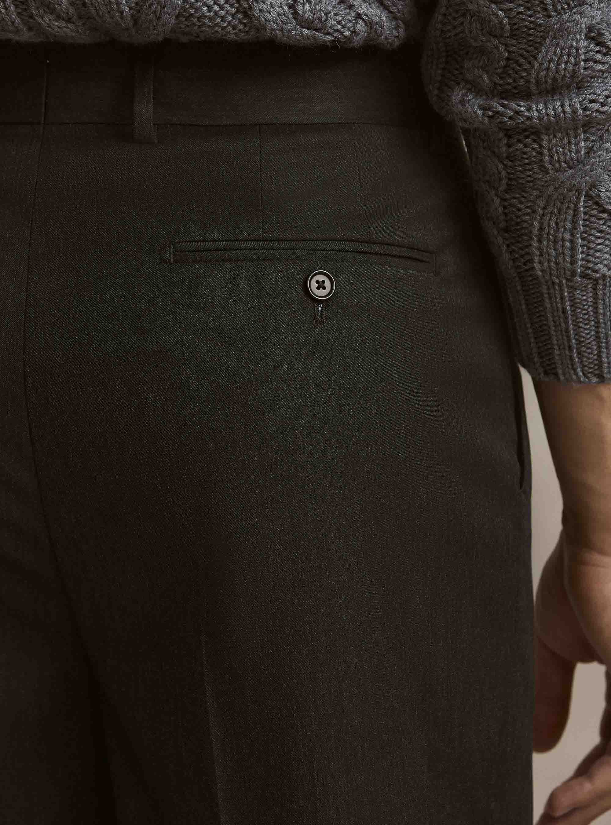 Pantaloni wide leg con pince, ASFALTO