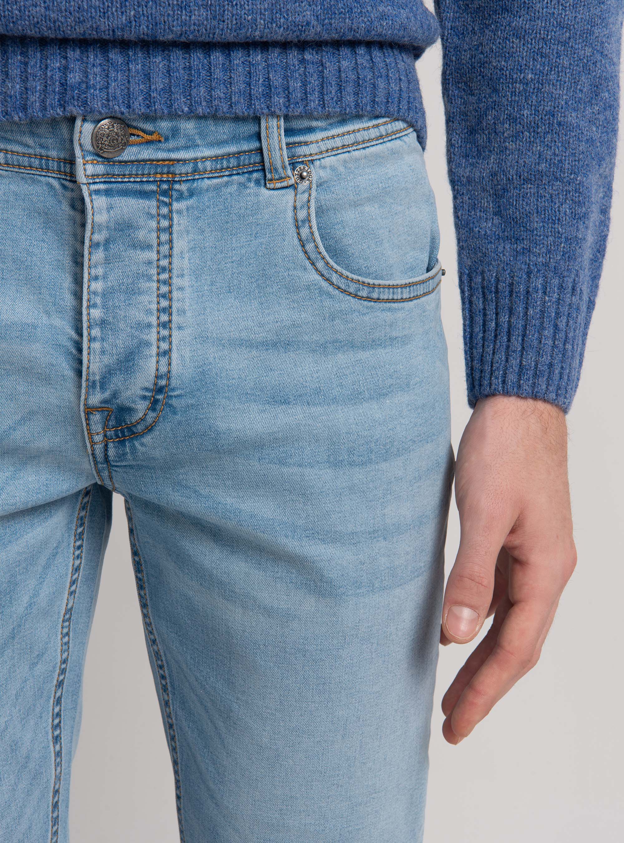 5 Tasche denim regular fit, AZZURRO