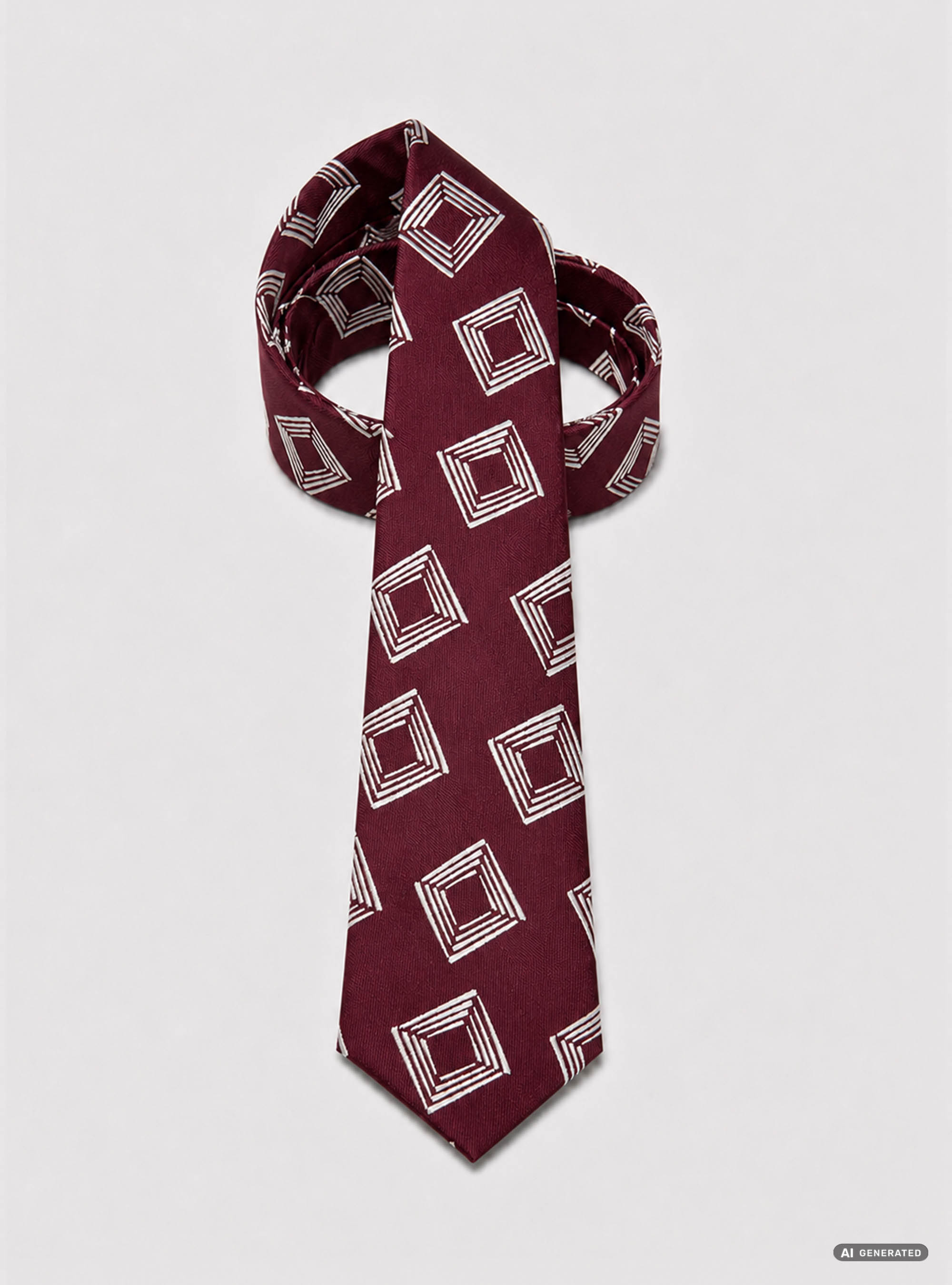 Cravatta in twill di seta fantasia geometrica, BORDEAUX