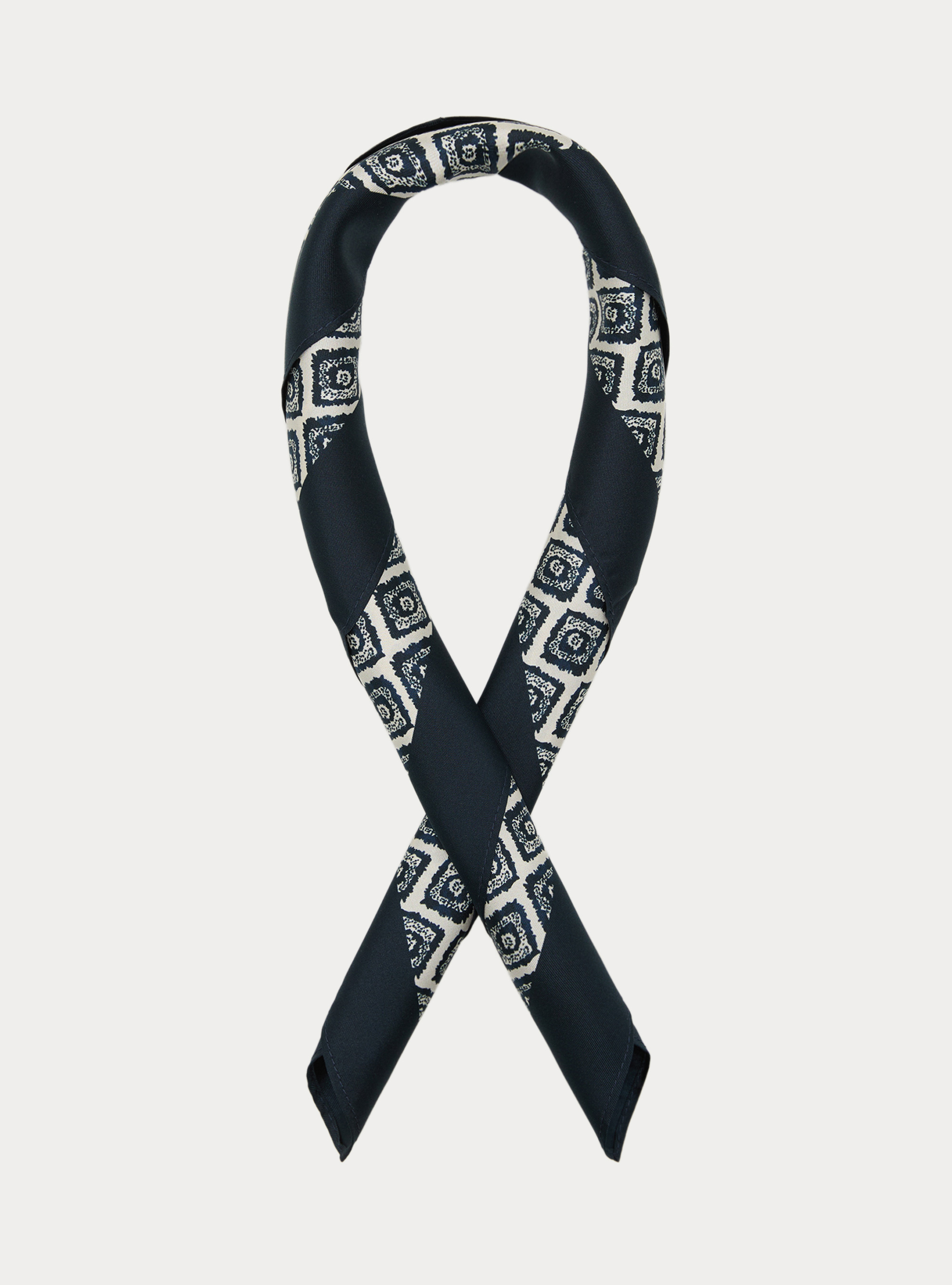 Foulard in seta stampa geometrica, BLU NAVY