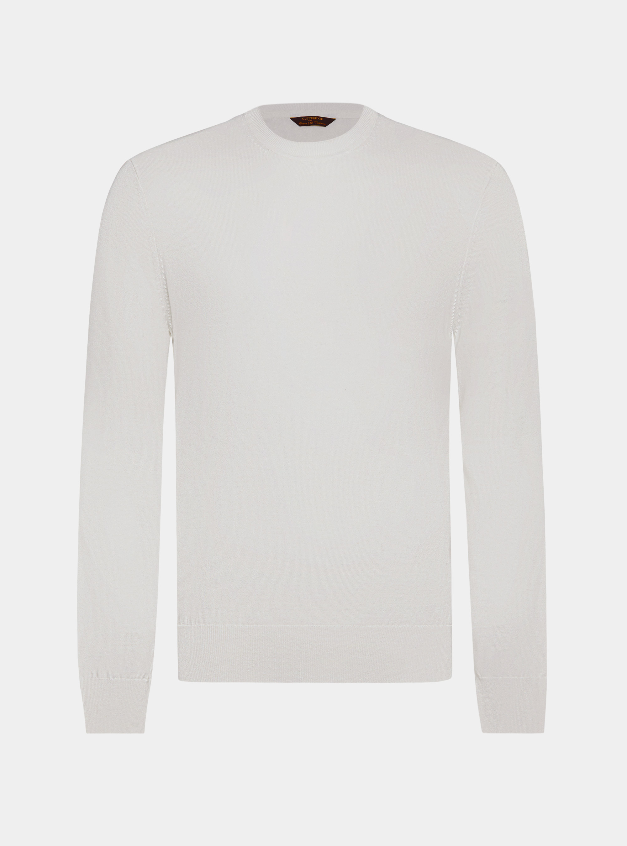 Maglia girocollo in cotone seta e cashmere, BIANCO