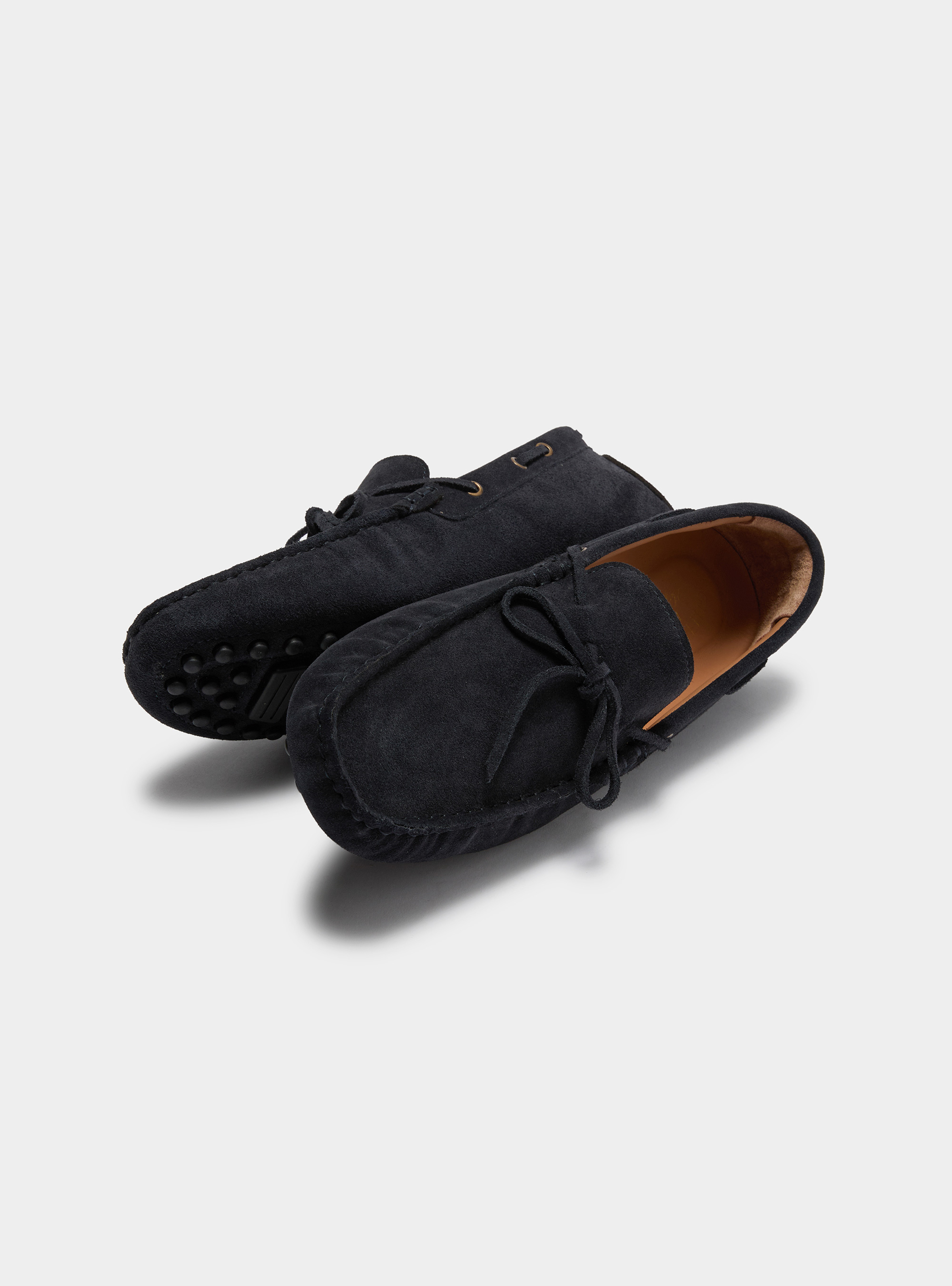 Mocassini da barca in suede, BLU NAVY
