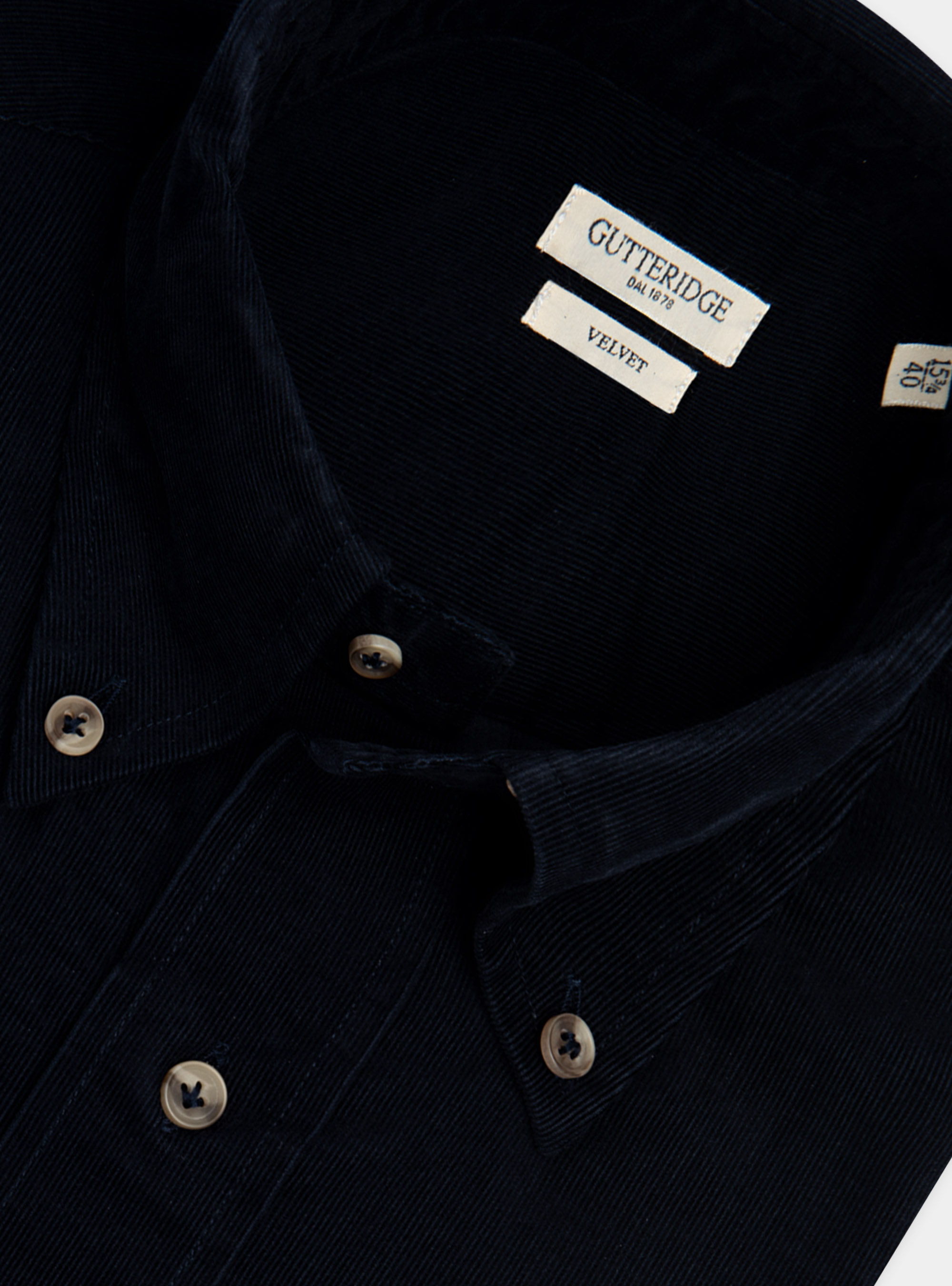 Camicia collo button down in velluto di cotone, BLU NAVY
