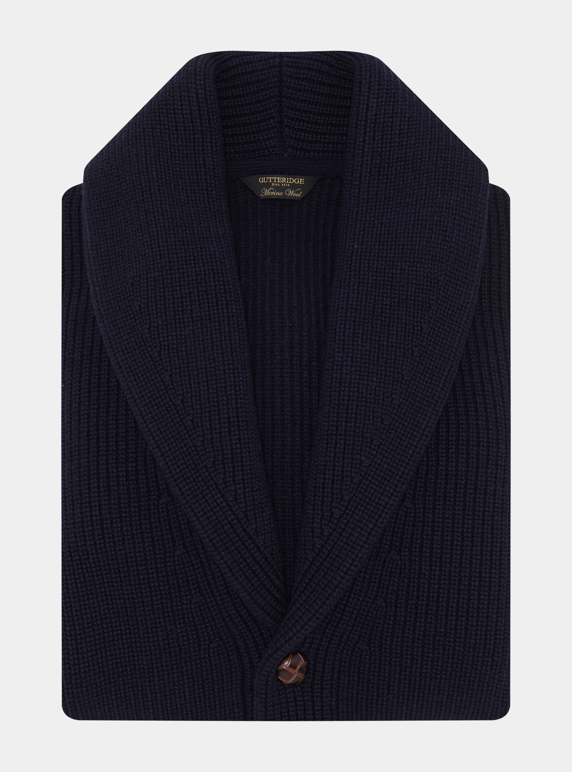 Cardigan in maglia sciallato in lana merino, BLU NAVY