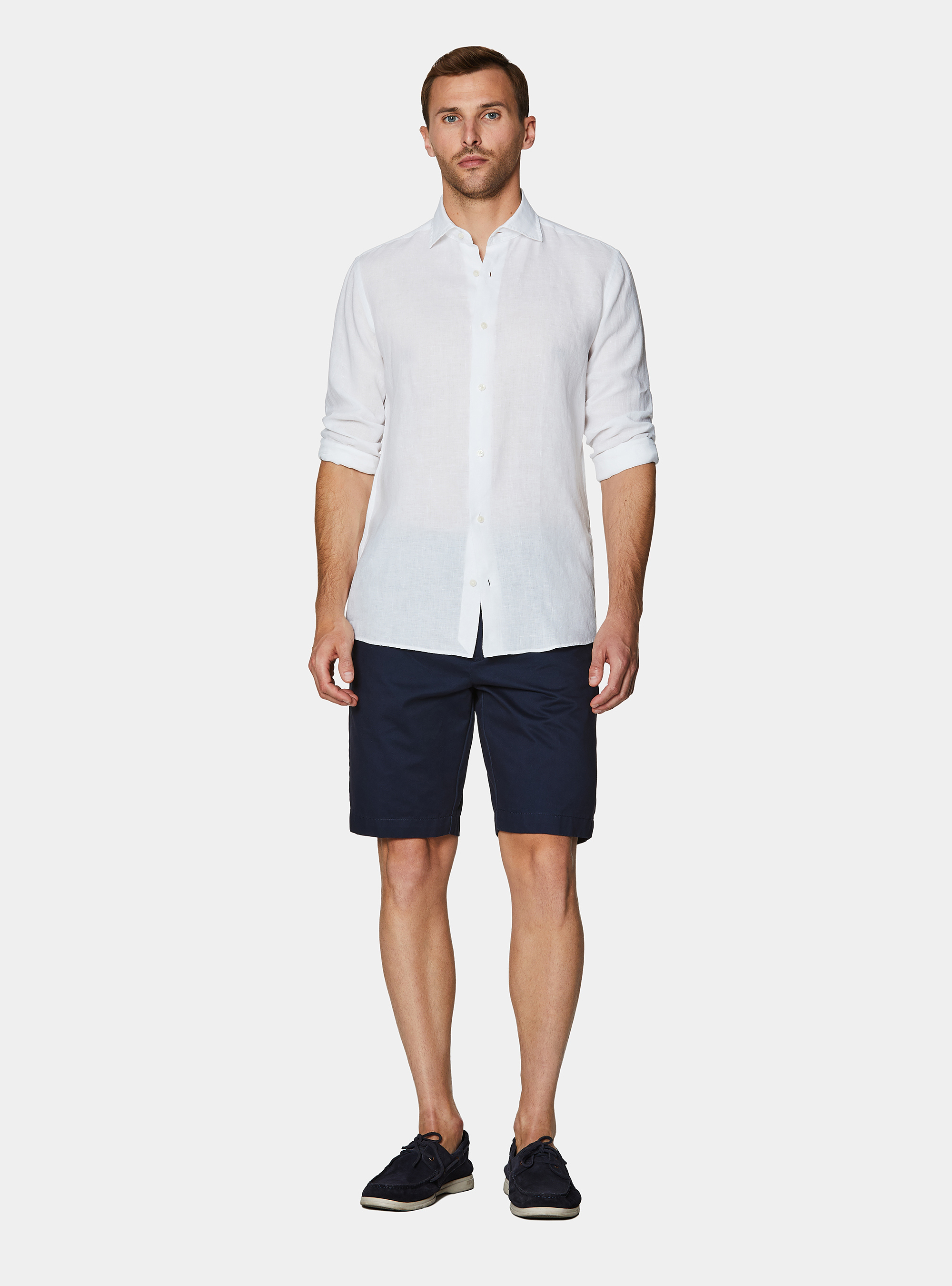 Camicia in puro lino, BIANCO