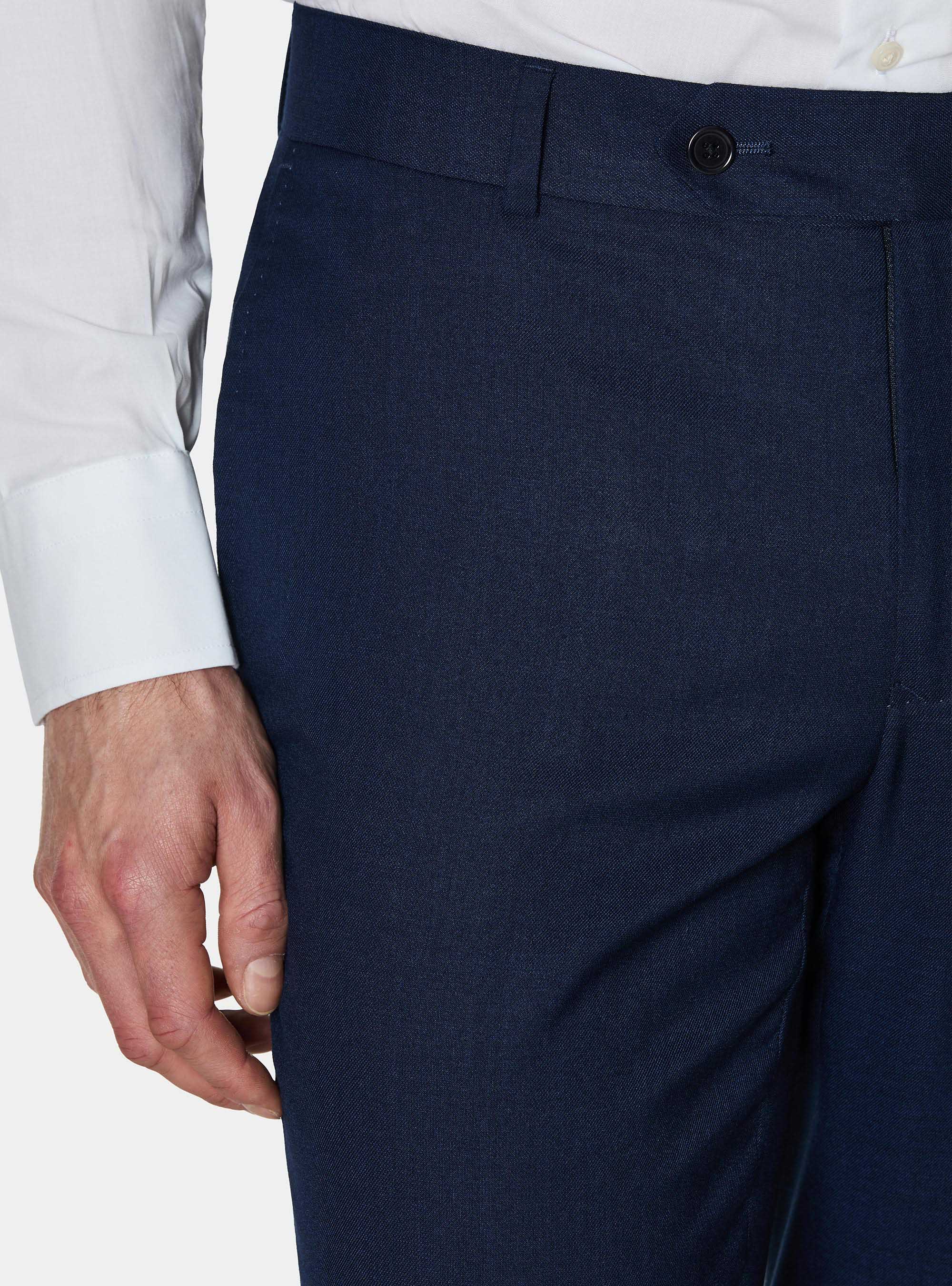 Pantaloni abito in tessuto hopsack, BLU NAVY