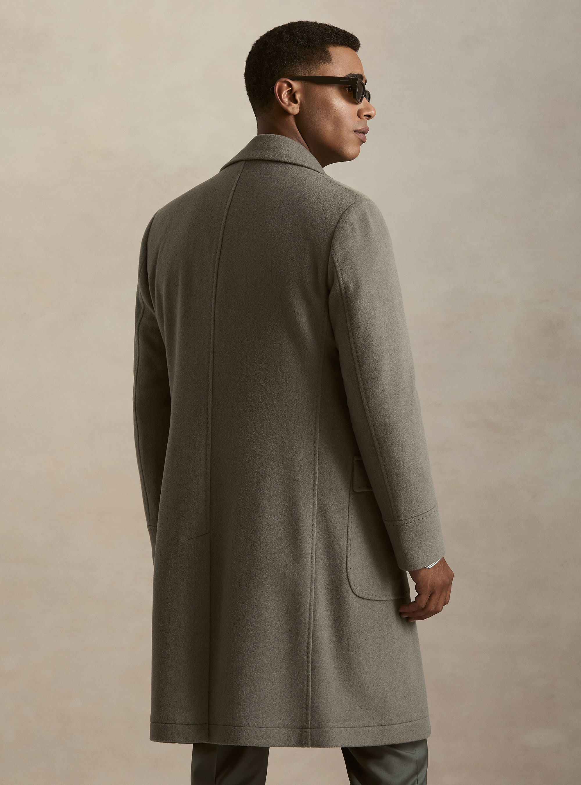 Cappotto doppiopetto in lana cashmere, SALVIA 0602C