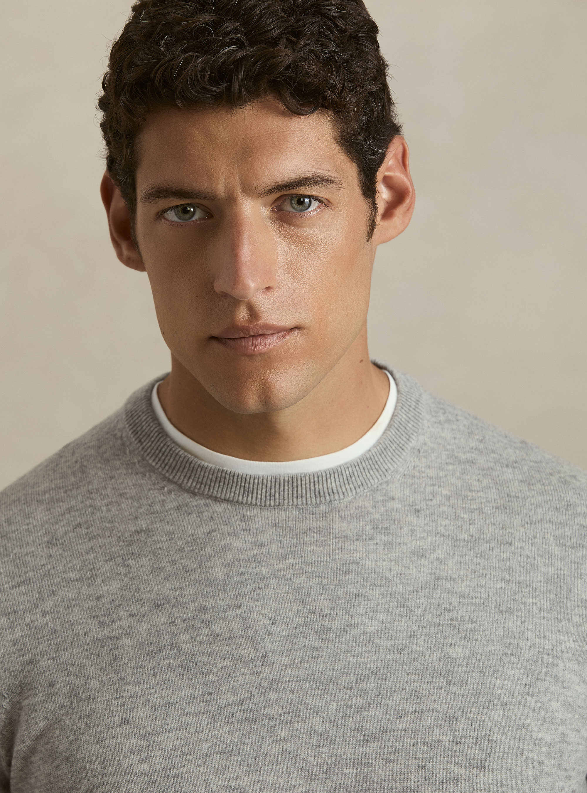 Girocollo in maglia in lana e cashmere, GRIGIO CHIARO MELANGE