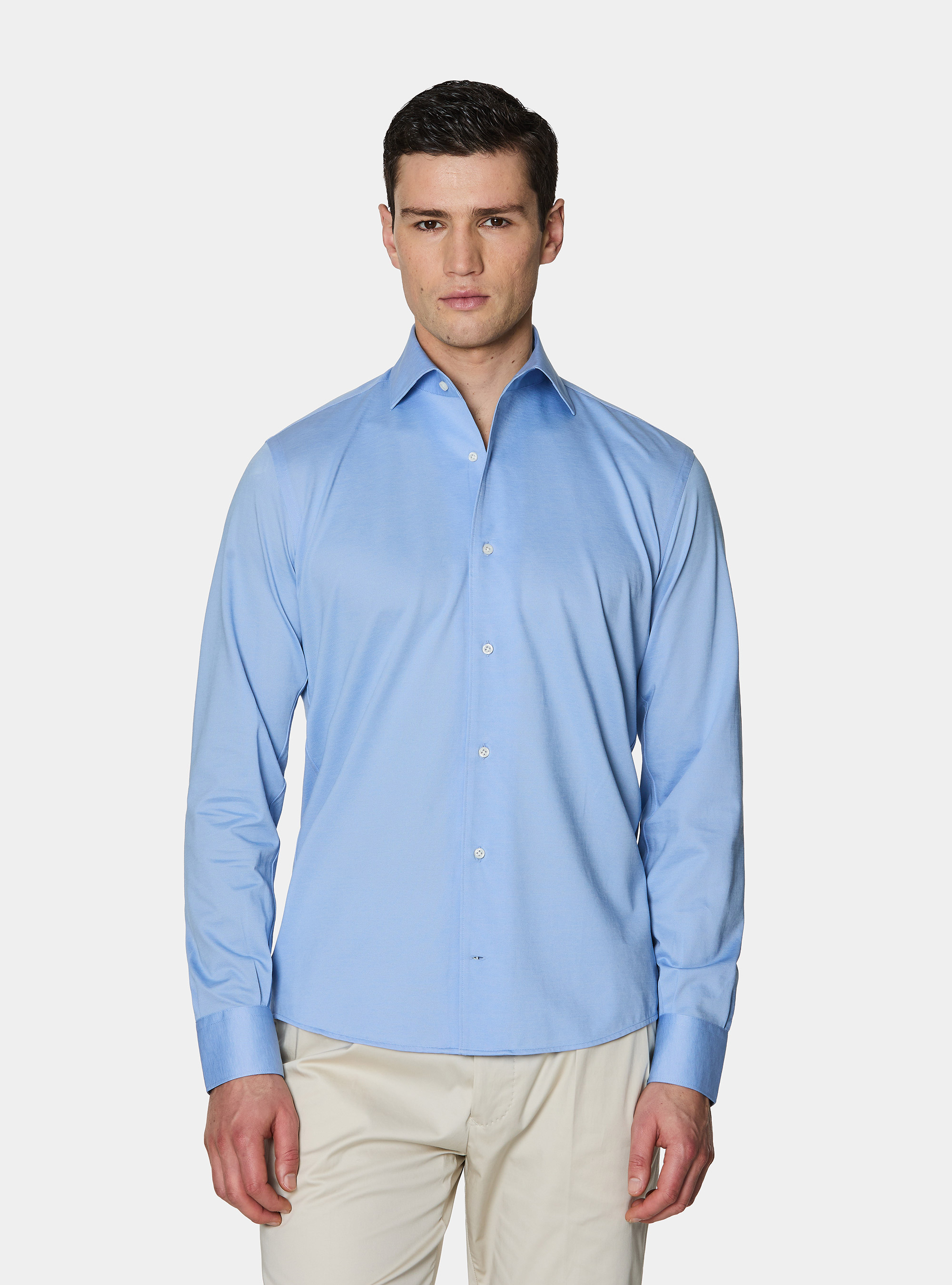 Camicia GT01 in jersey di misto cotone, AZZURRO