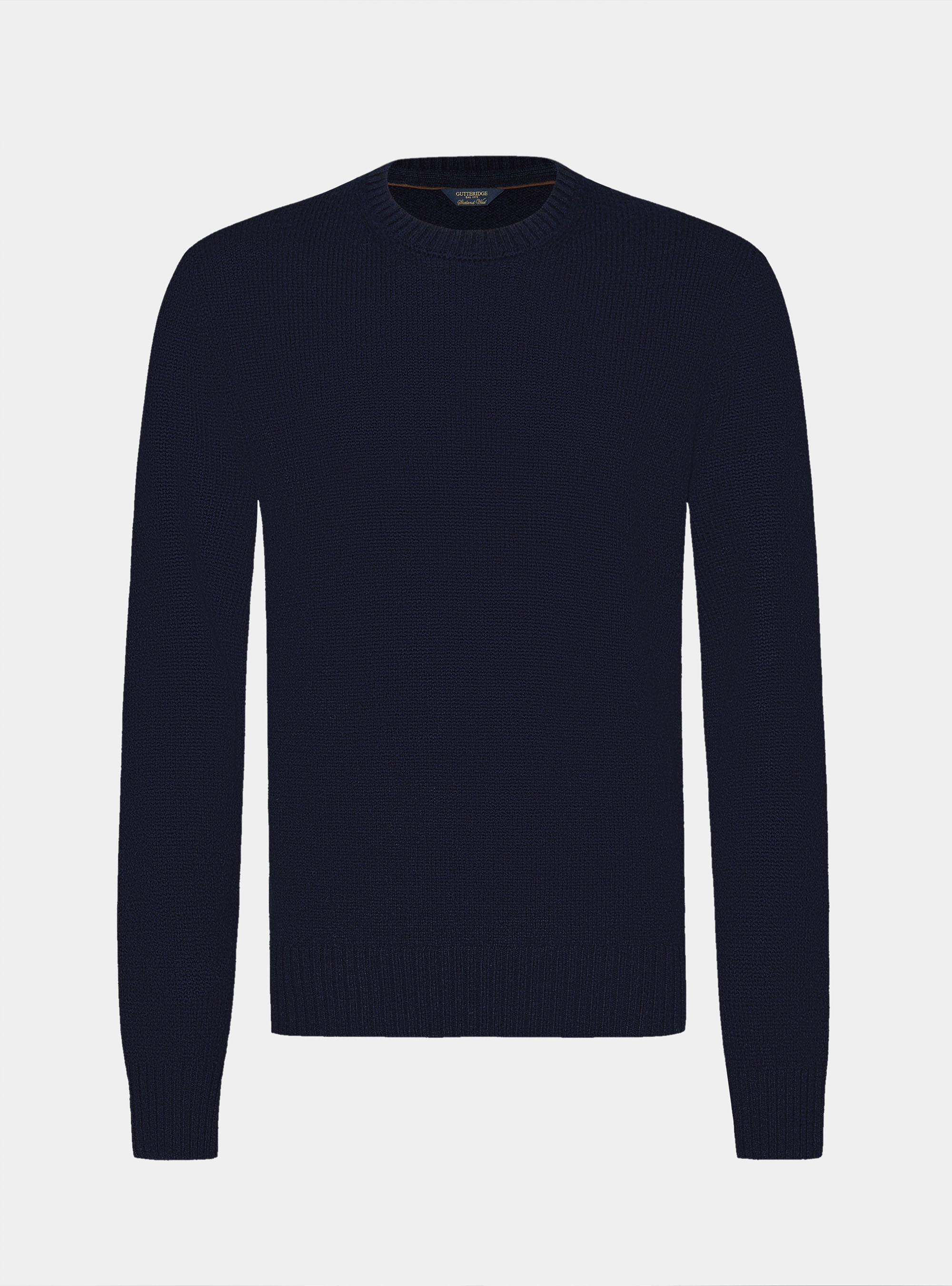 Maglia girocollo in pura lana shetland, BLU NAVY