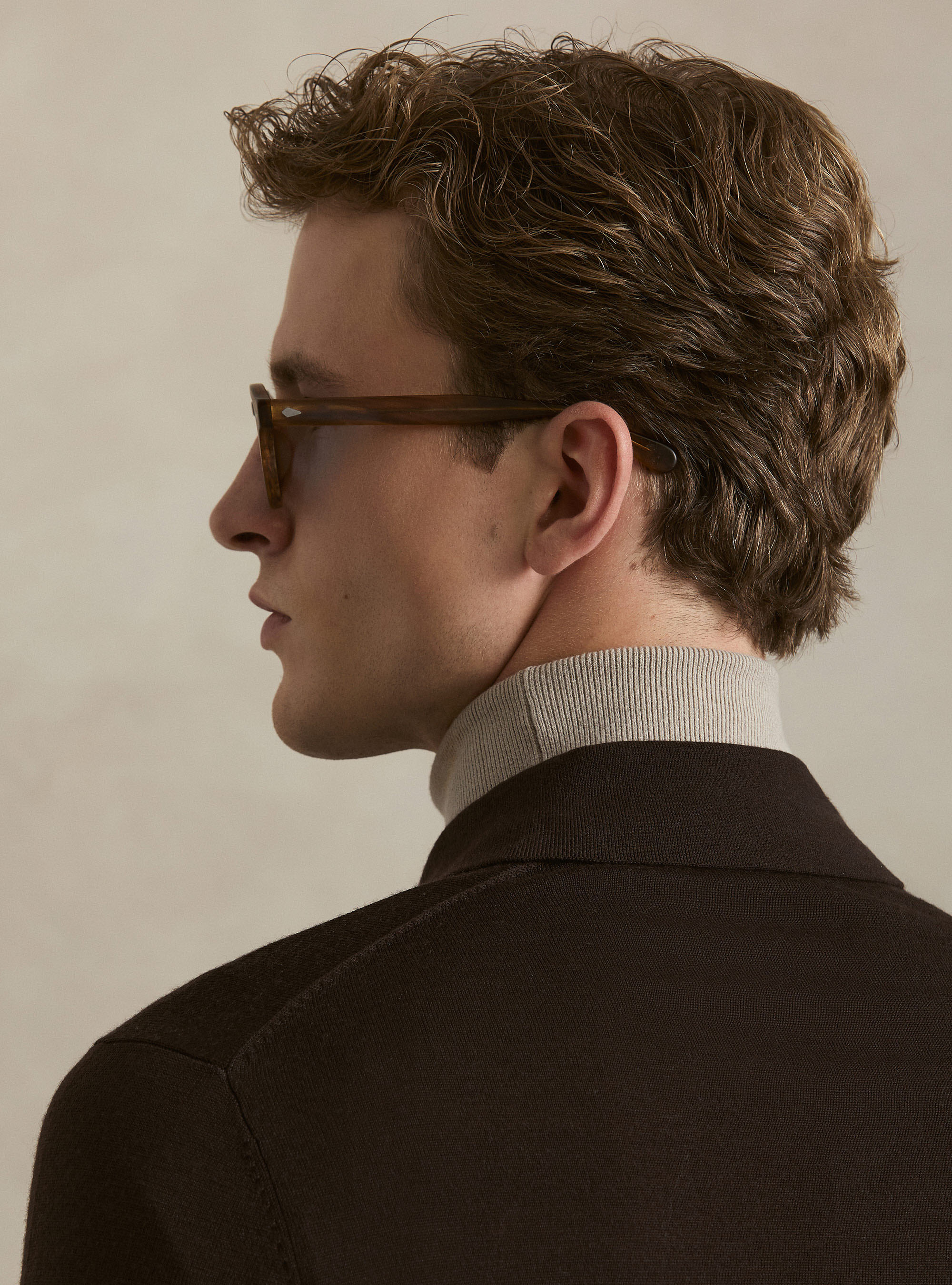 Polo in maglia in lana merino extrafine, MARRONE