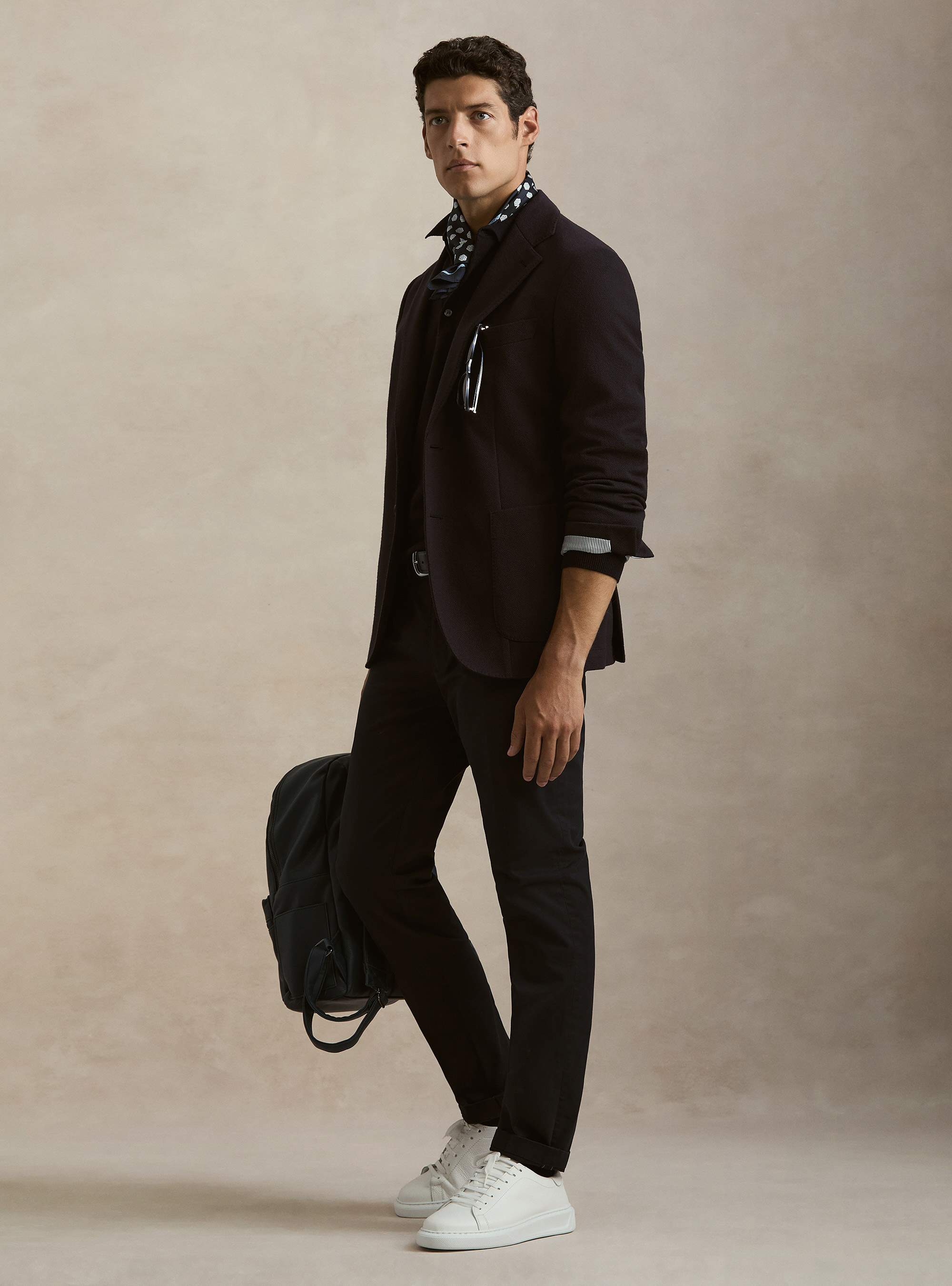 Giacca monopetto in jersey singolo, BLU NAVY