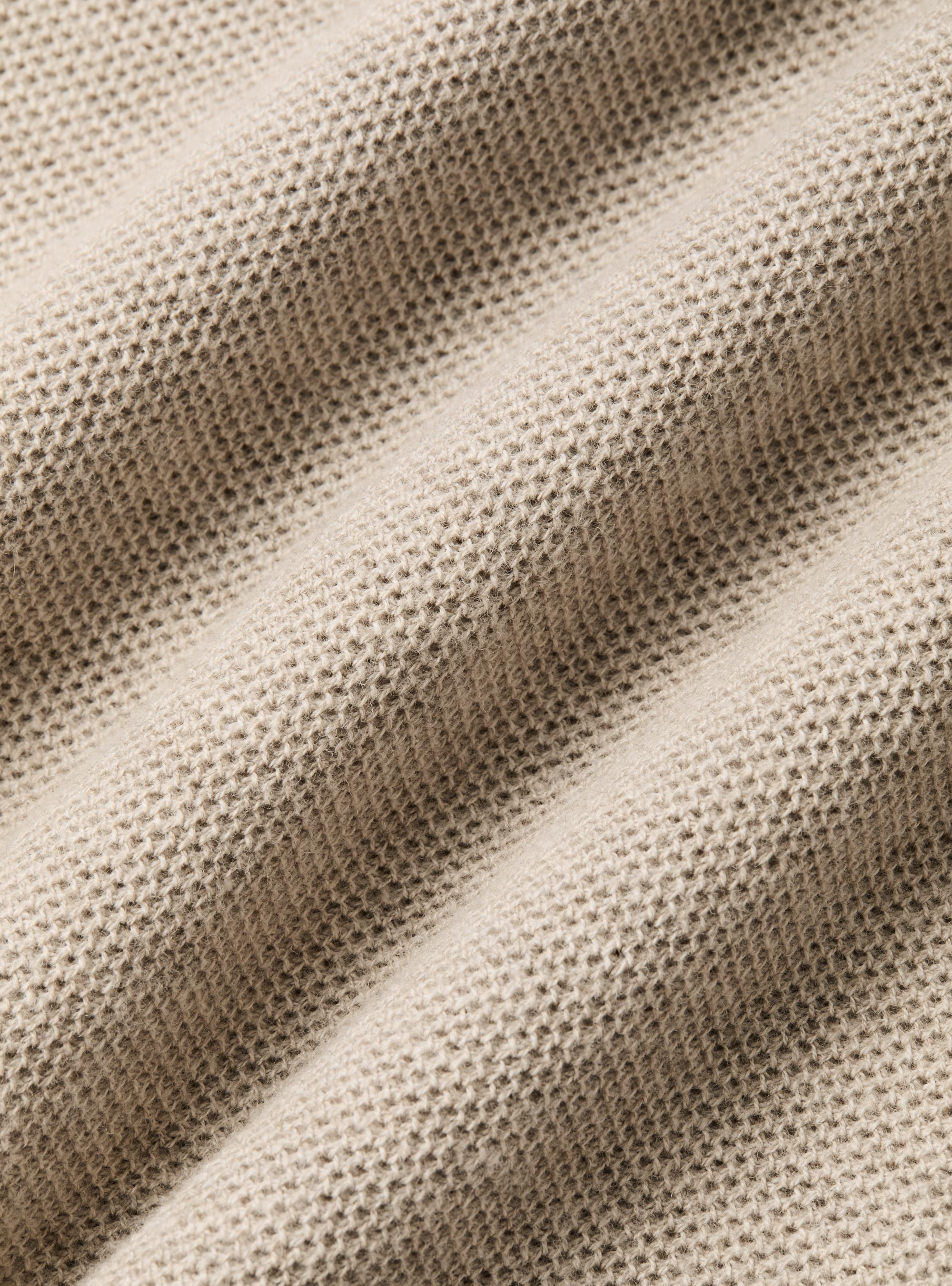 Maglia girocollo in cotone cashmere nido d'ape, ECRU