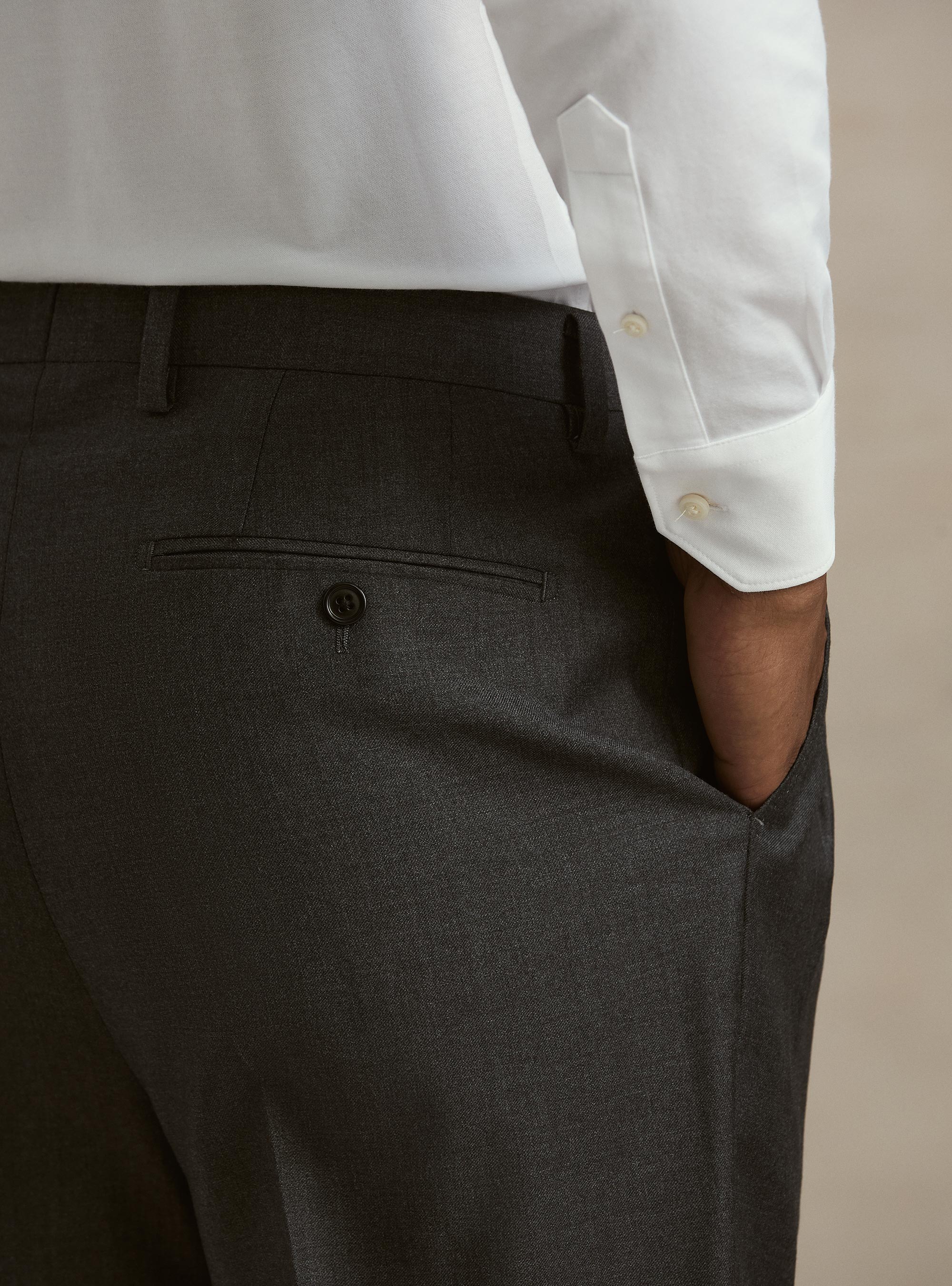 Pantaloni con pince in lana Vitale Barberis Canonico, ASFALTO