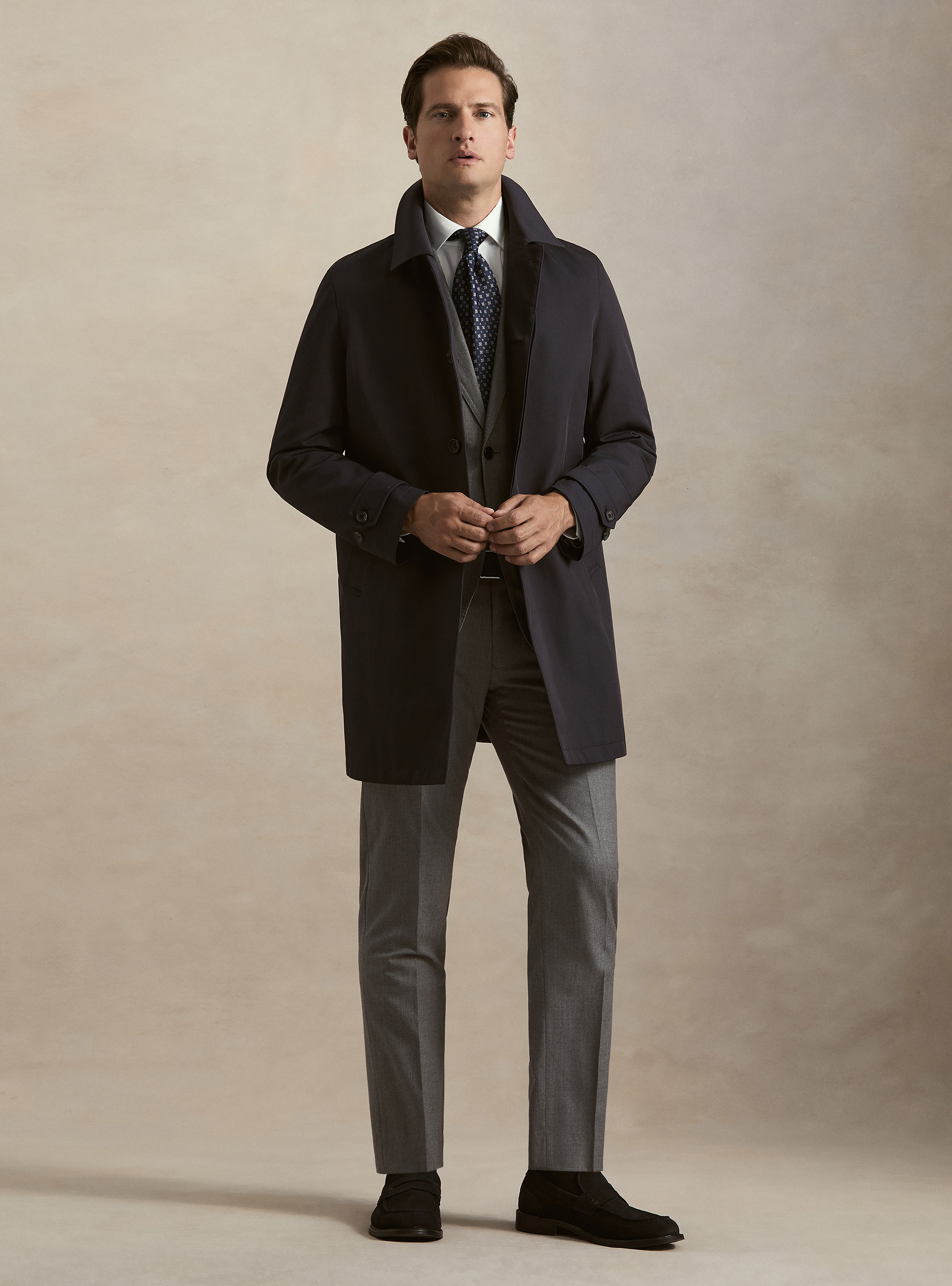 Impermeabile monopetto imbottito in misto cotone, BLU NAVY