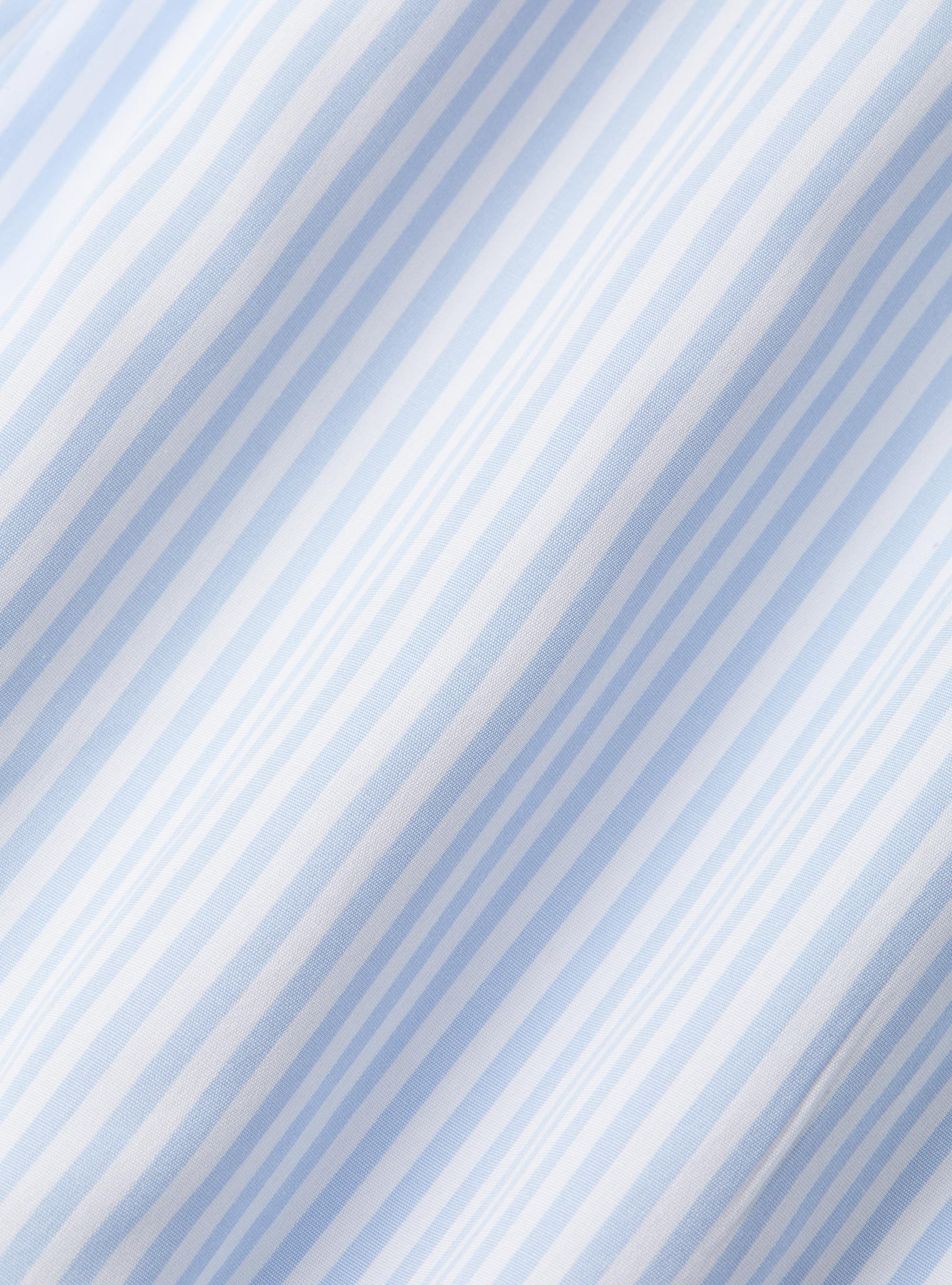 Camicia rigata in cotone popeline, AZZURRO
