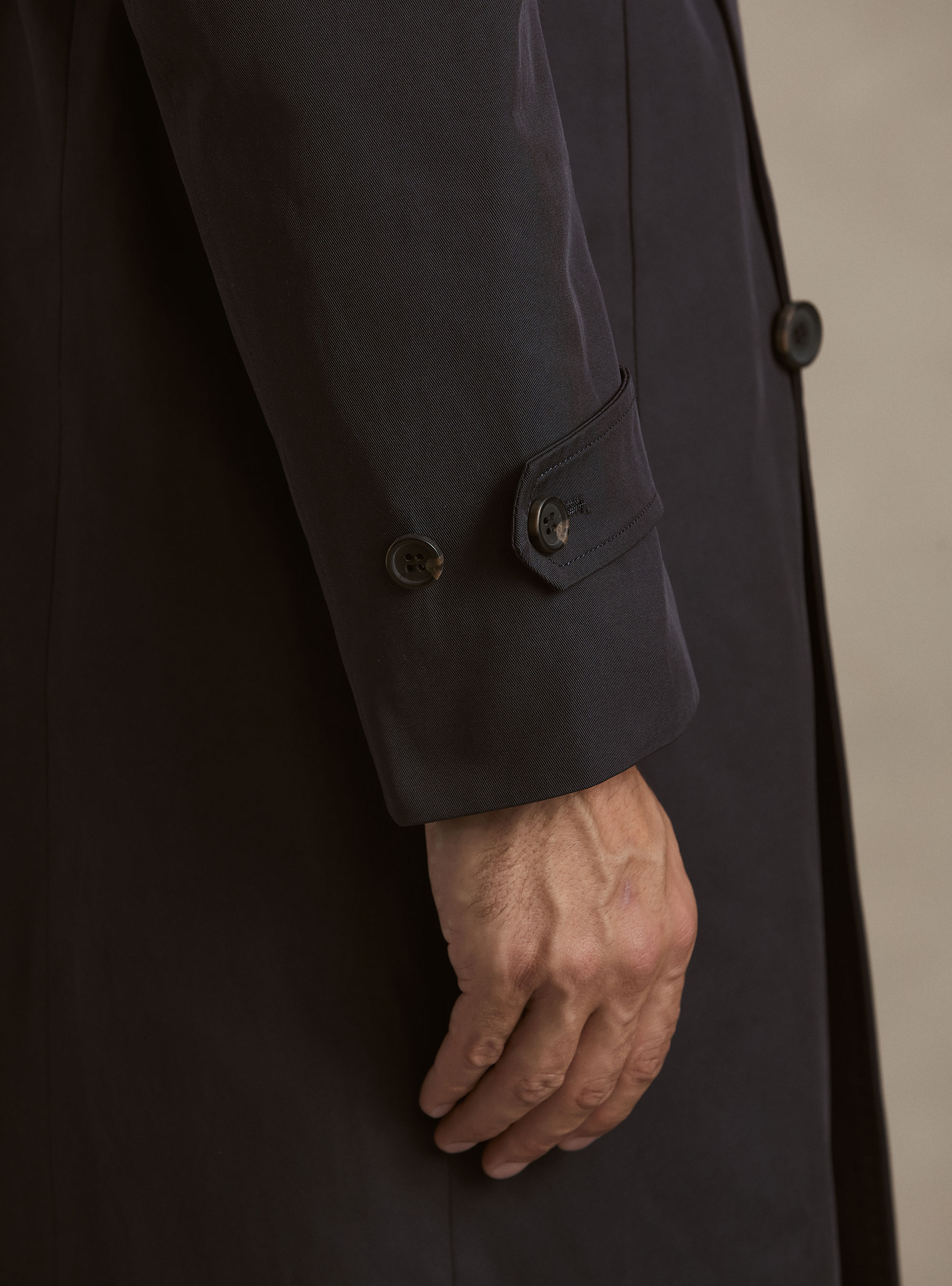 Trench doppiopetto in misto cotone, BLU NAVY