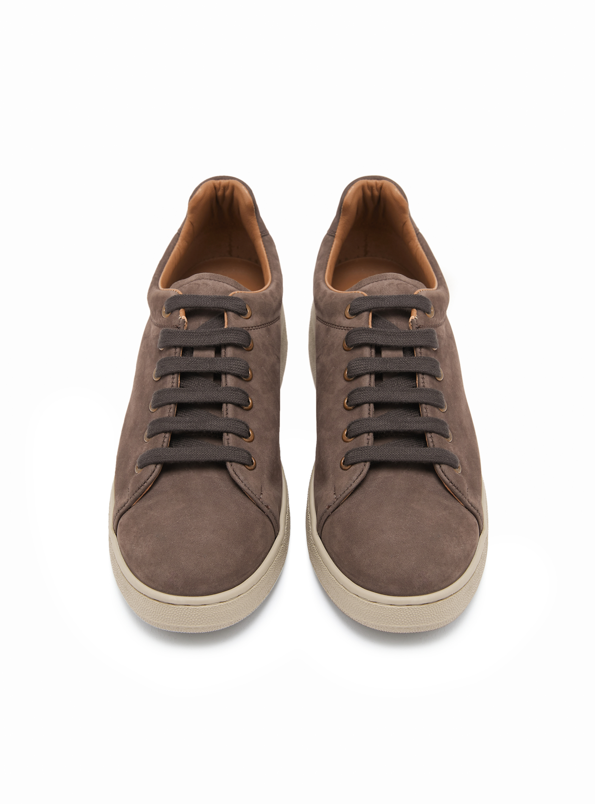 Sneakers in nabuk, MARRONE