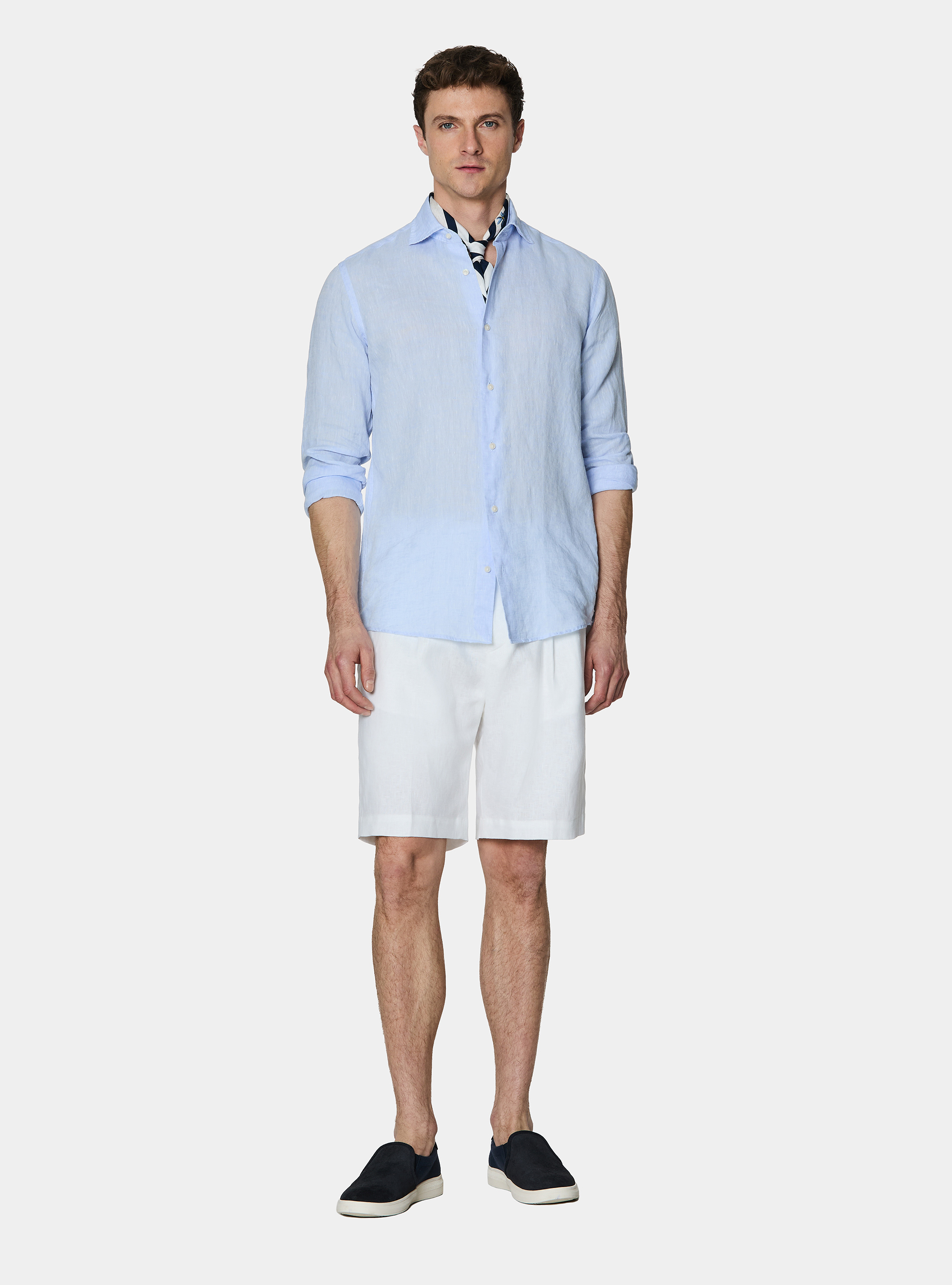 Camicia in puro lino, AZZURRO