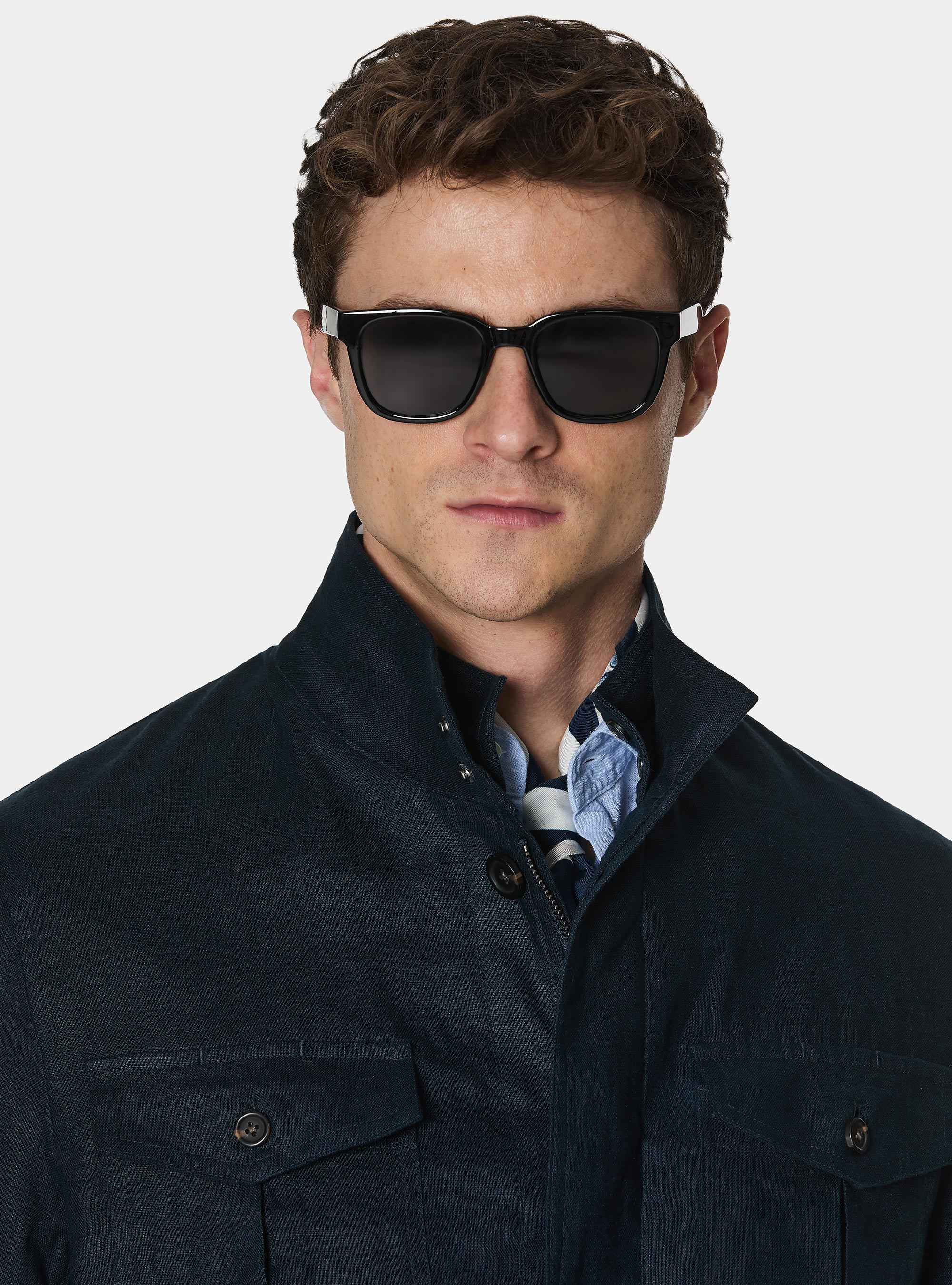Field jacket in puro lino, BLU NAVY