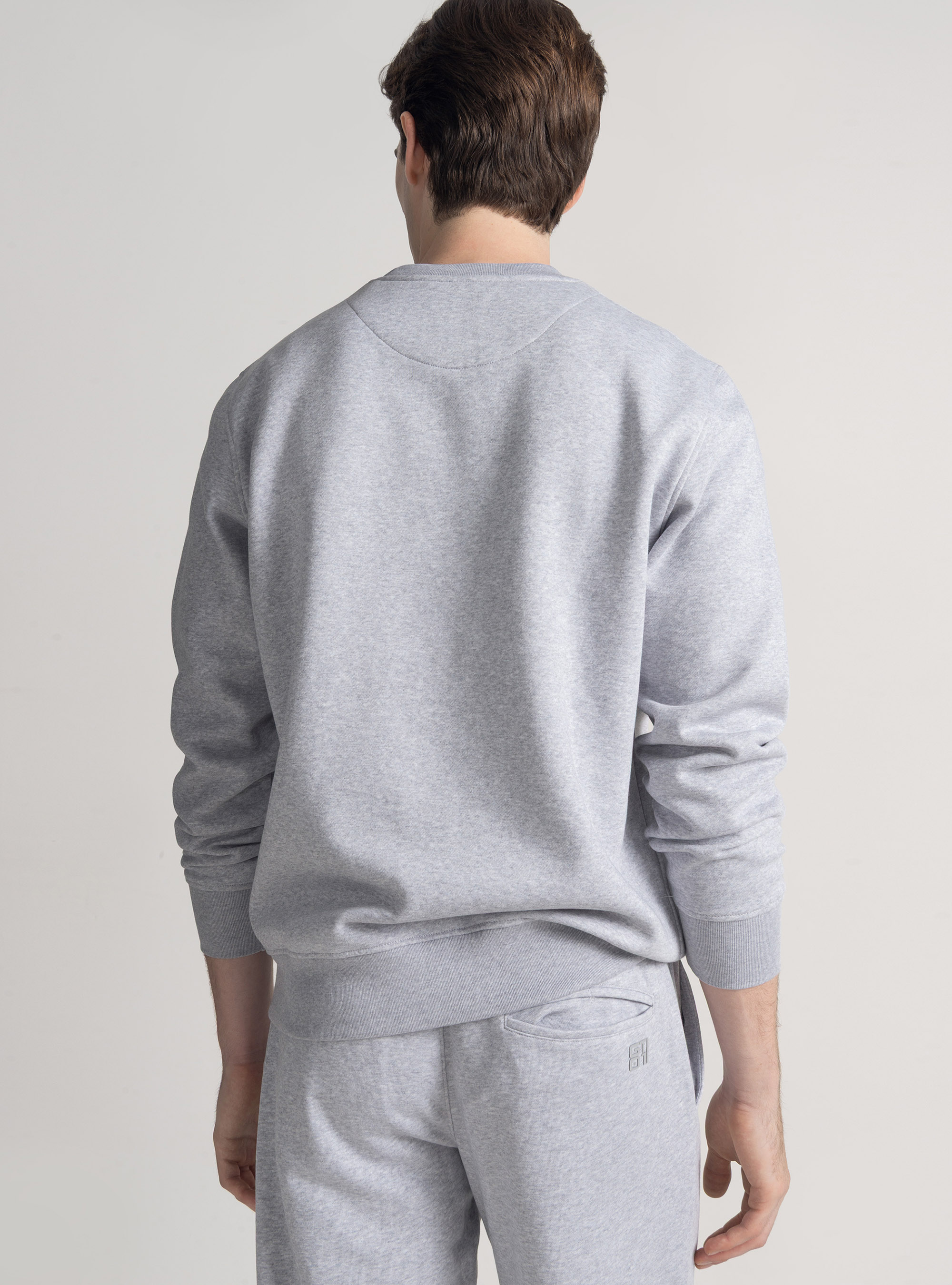 Felpa girocollo con logo gommato GT01, GRIGIO MELANGE 0151C