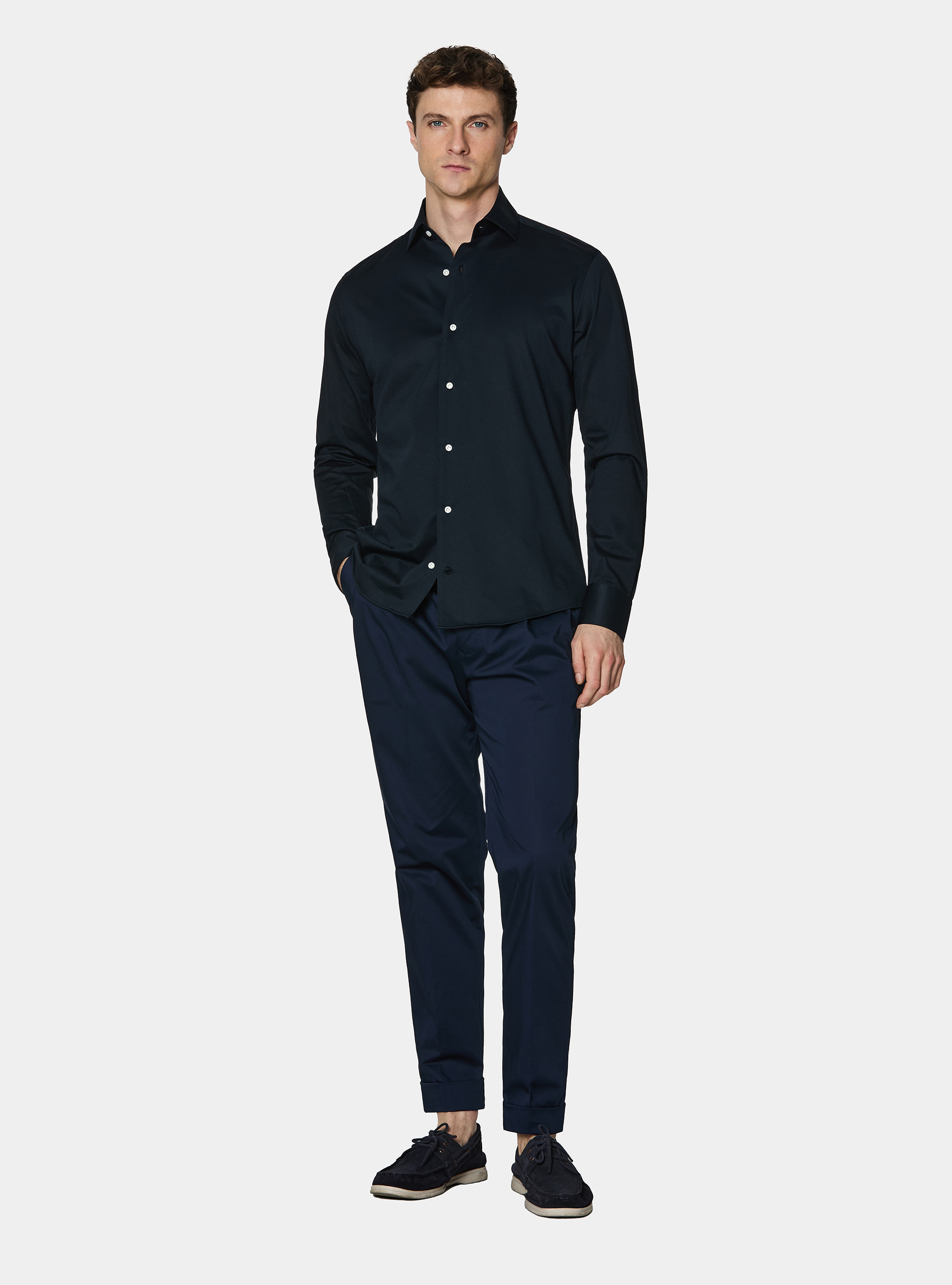 Camicia GT01 in jersey di misto cotone, BLU NAVY