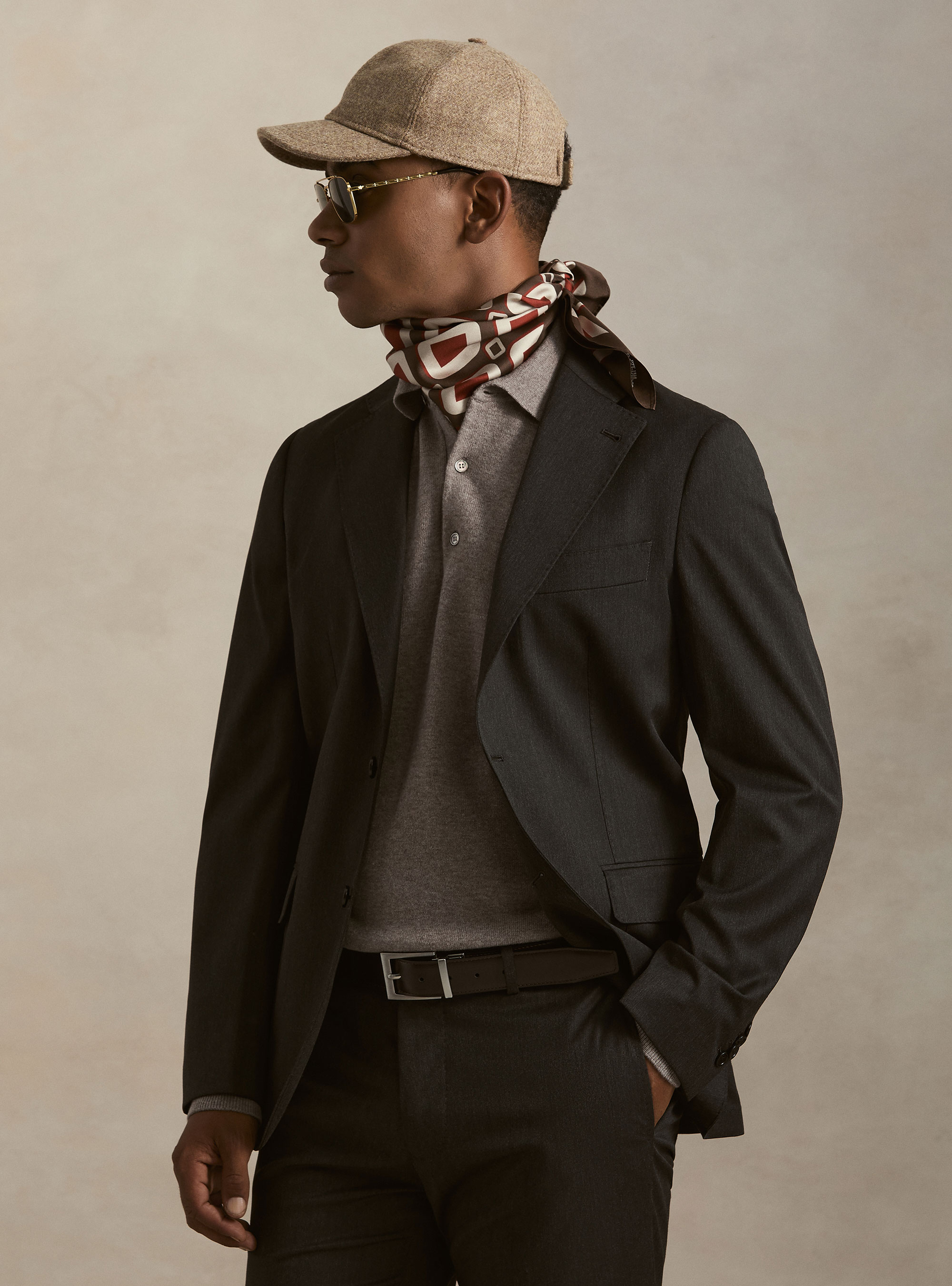Giacca abito classico slim fit, ASFALTO