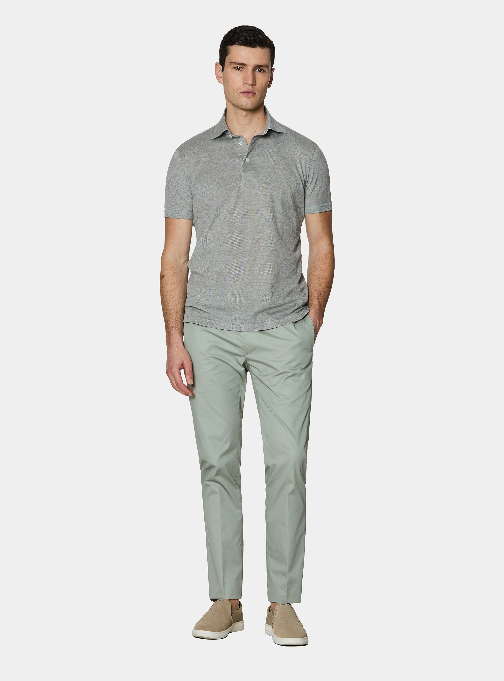 Polo GT01 in piquet stretch, VERDE SALVIA 0604C